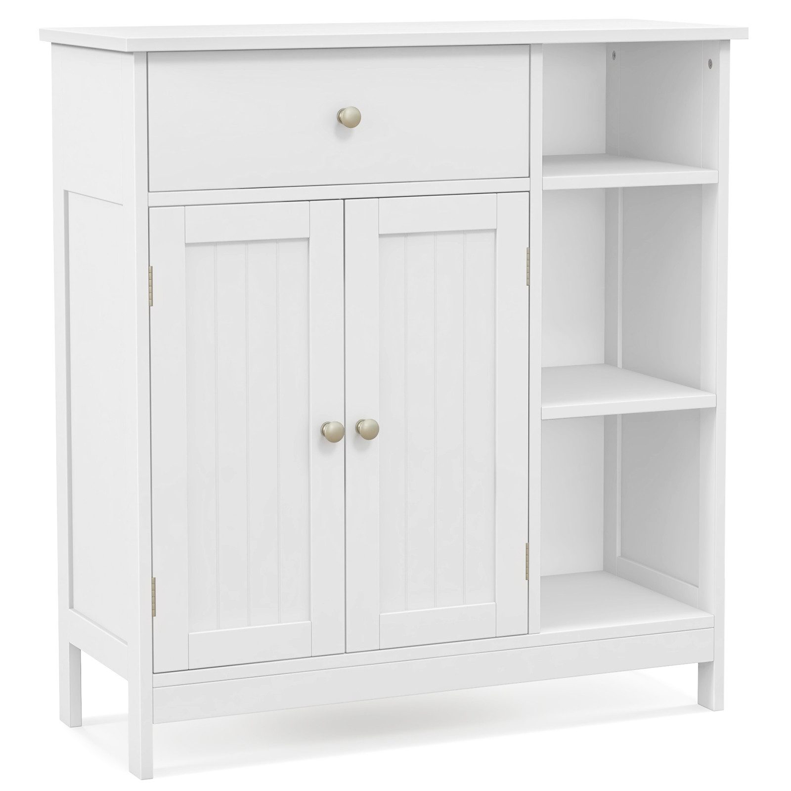 KOMFOTTEU Badkommode, Badzimmerschrank Badschrank mit 3 Ablagen & Tür