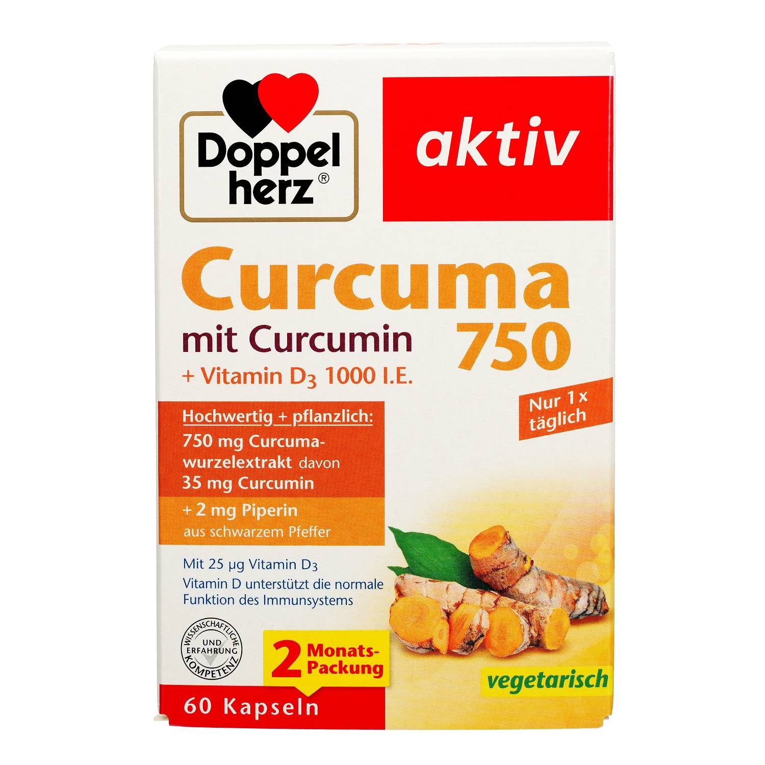 Doppelherz DOPPELHERZ Curcuma 750 Kapseln, 60 Stück Kapseln, 60,00 St.