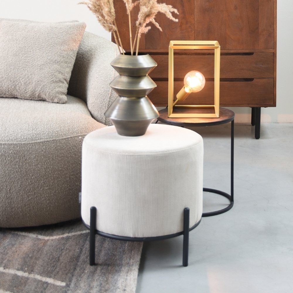 RINGO-Living Stuhl Hocker Healani in Beige aus Cord 480x410mm, Möbel