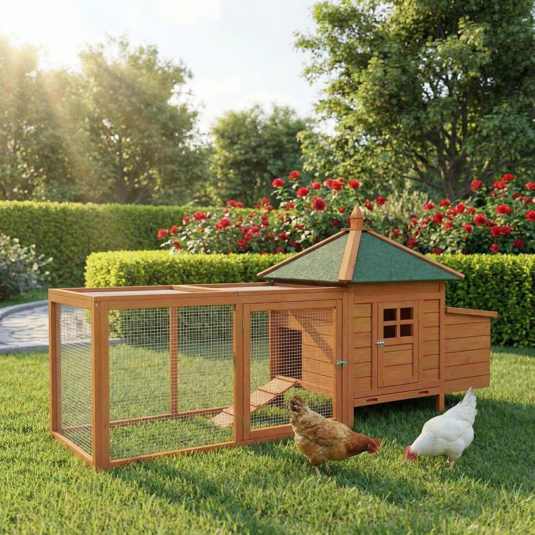 My Animal Hühnerstall MH-19 für 3-4 Hühner, Wetterbeständig, Kieferholz, Hühnerhaus, Hühner Käfig, Gehege, Nistkasten