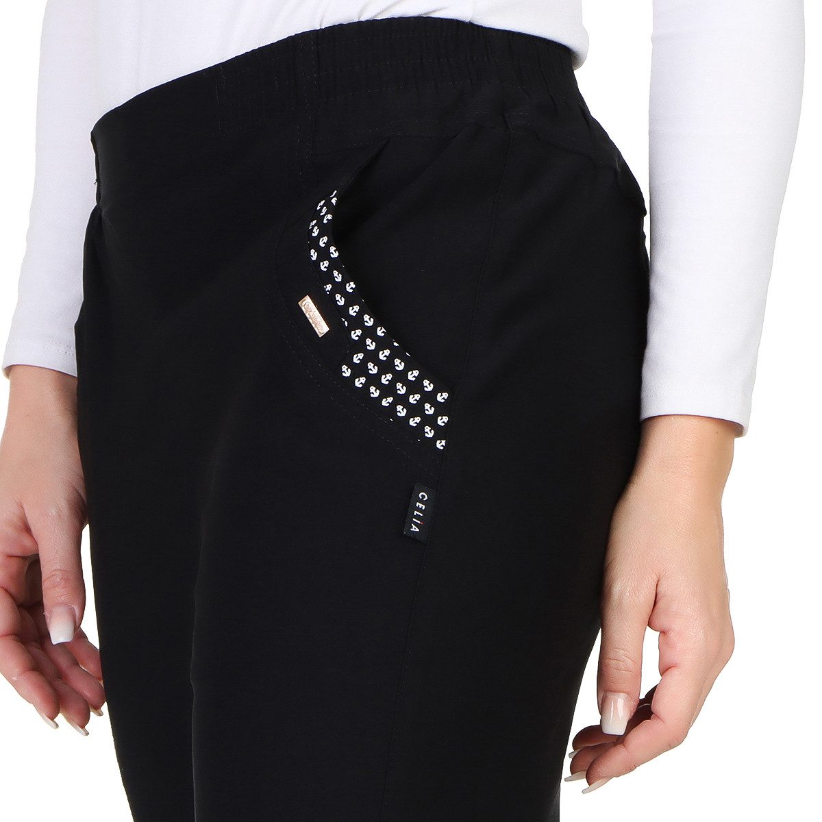 OriginalYou Stretch-Hose Sommerhose Damen Schlupfhose ANKER maritime Stoffhose auch in großen Größen erhältlich, mit elastischem Bund – Bild 3 von 5