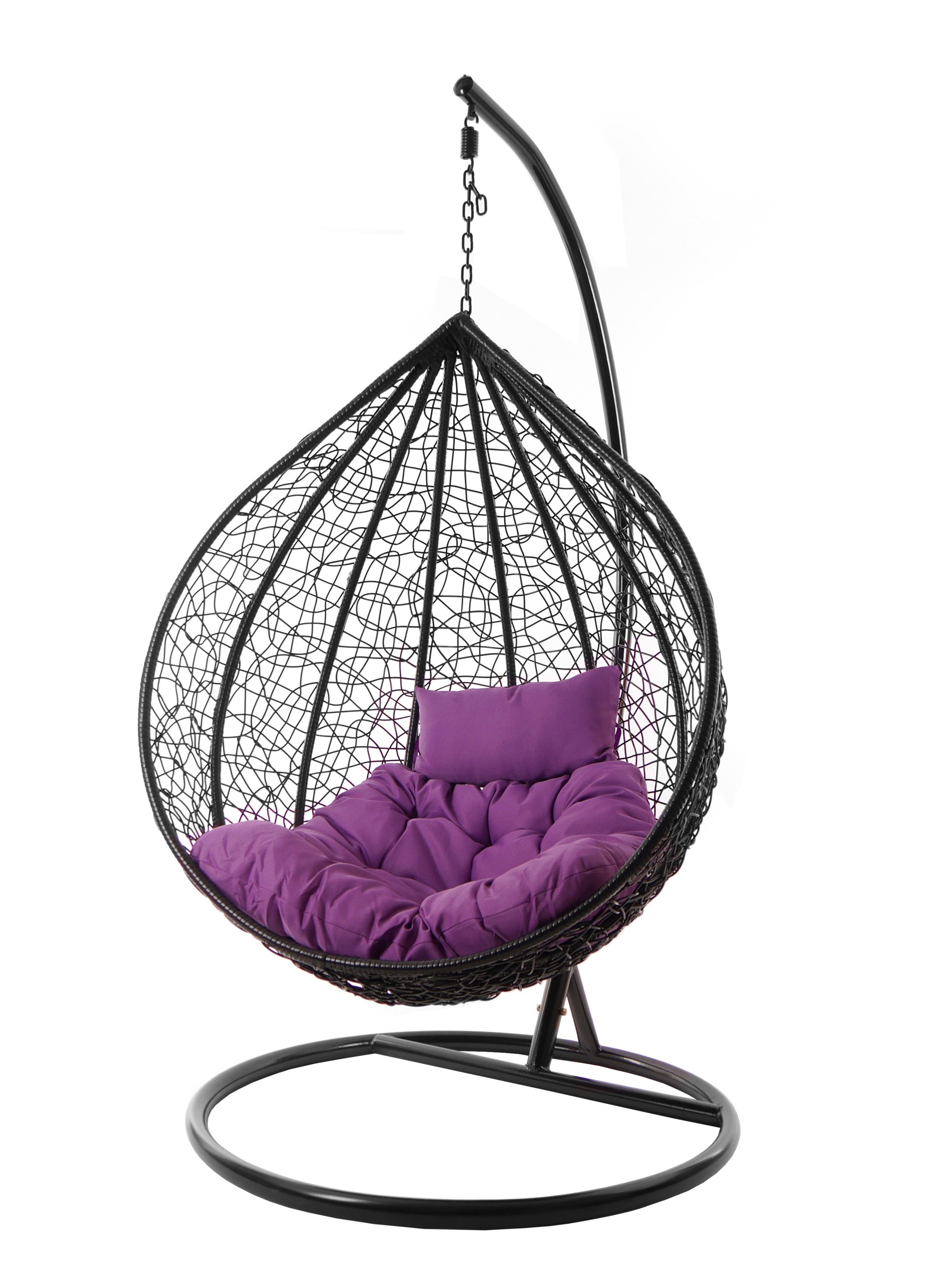 KIDEO Hängesessel Hängesessel MANACOR schwarz, edles schwarz, moderner Swing Chair, Schwebesessel inklusive Gestell und Kissen lila (4050 violet)