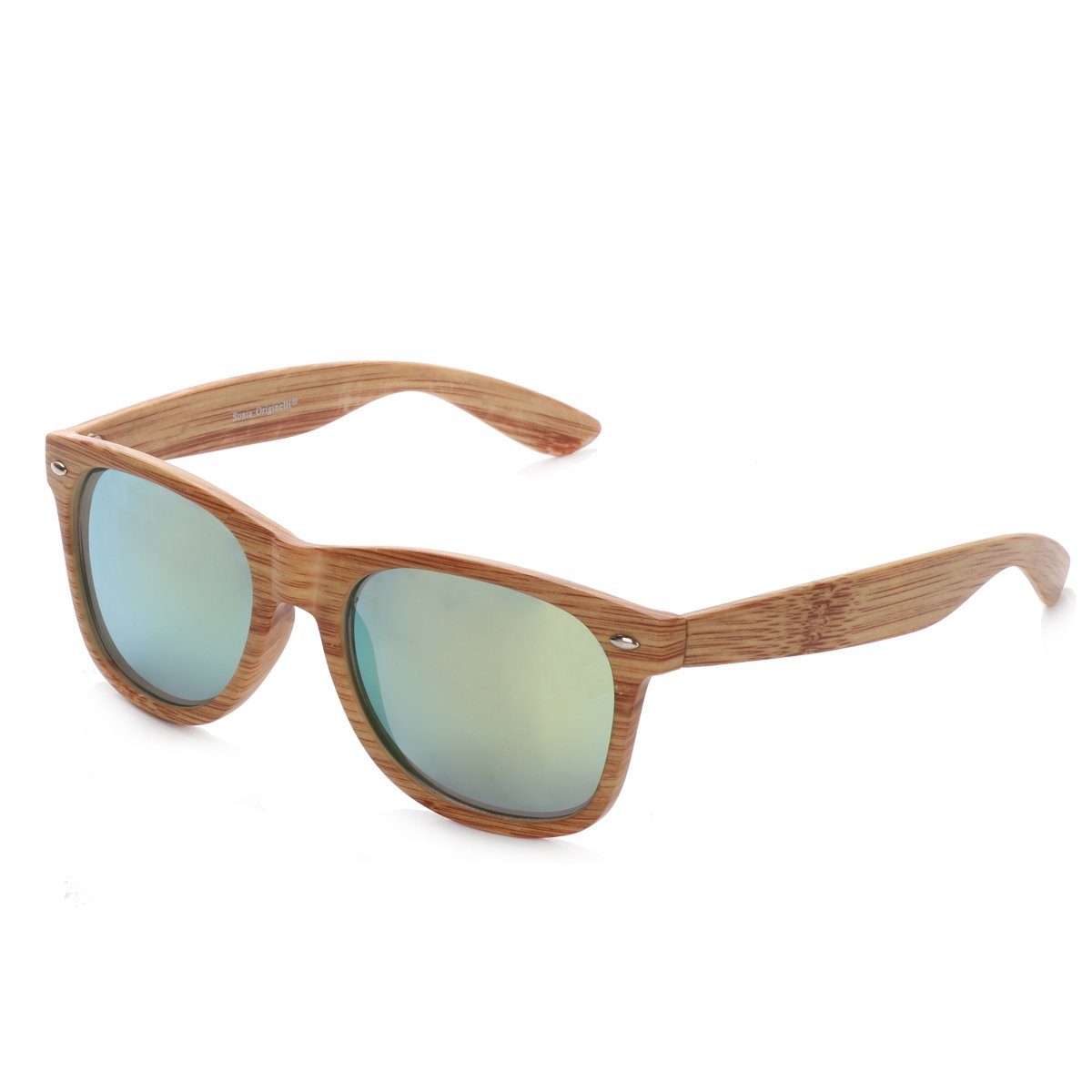 Onesize Verspiegelt Sonnenbrille Originelli beige "Wooden Sonnenbrille Brille Sommer Sonia Classic"