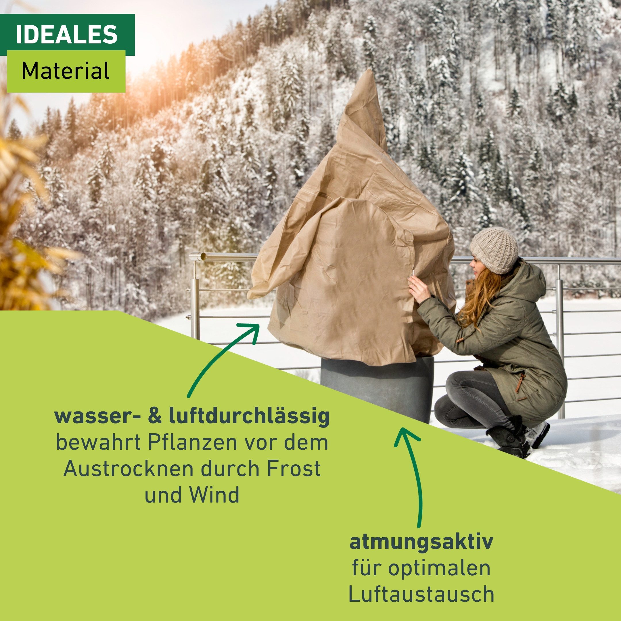Windhager Winterschutzvlies Protect, Gartenvlies zum Abdecken von Pflanzen, (1-St), Frostschutzvlies atmungsaktiv, 5 x 2 m, 30 g/m²