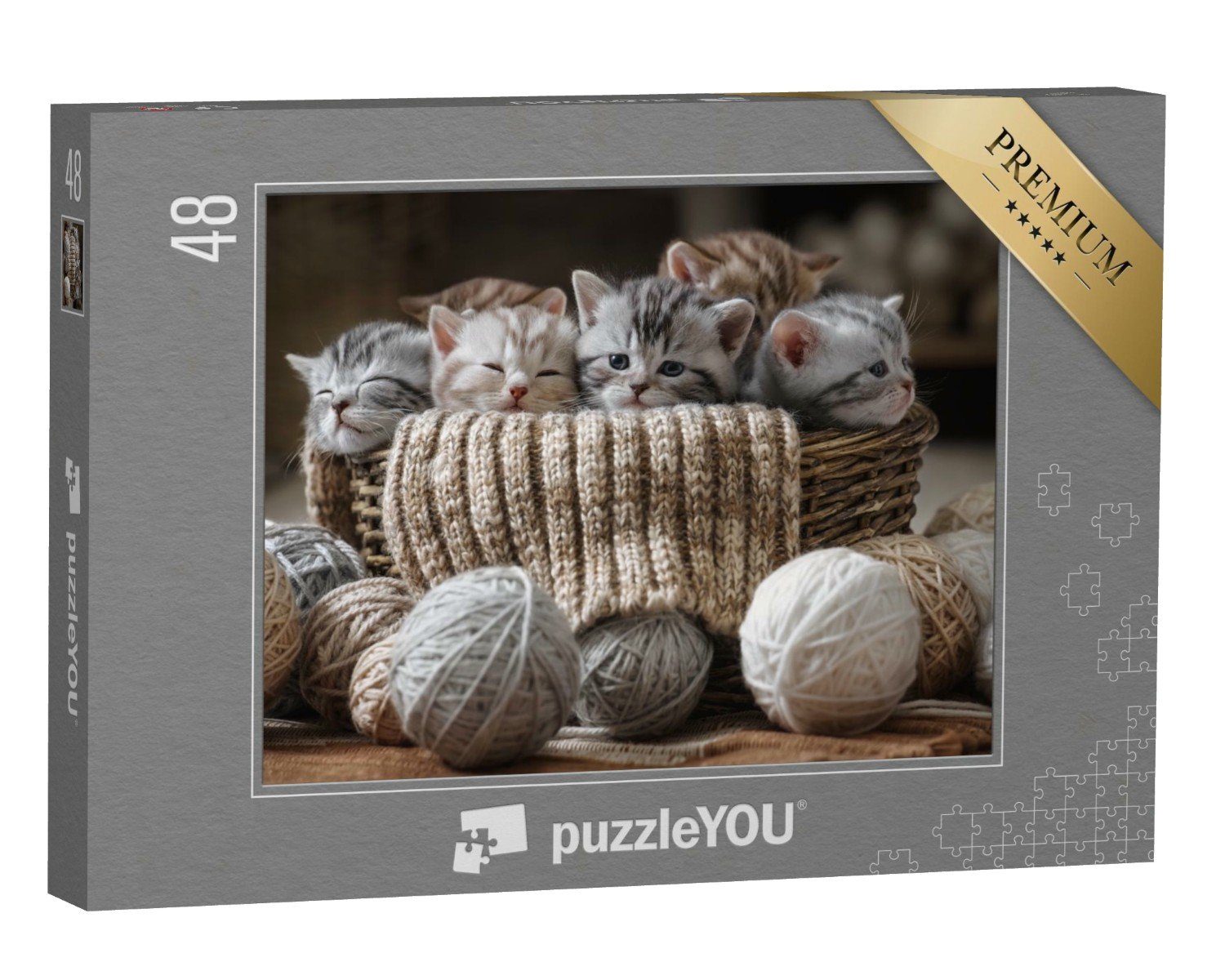 puzzleYOU Puzzle Gruppe von kleinen gestreiften Kätzchen, 48 Puzzleteile, puzzleYOU-Kollektionen Katzen-Puzzles