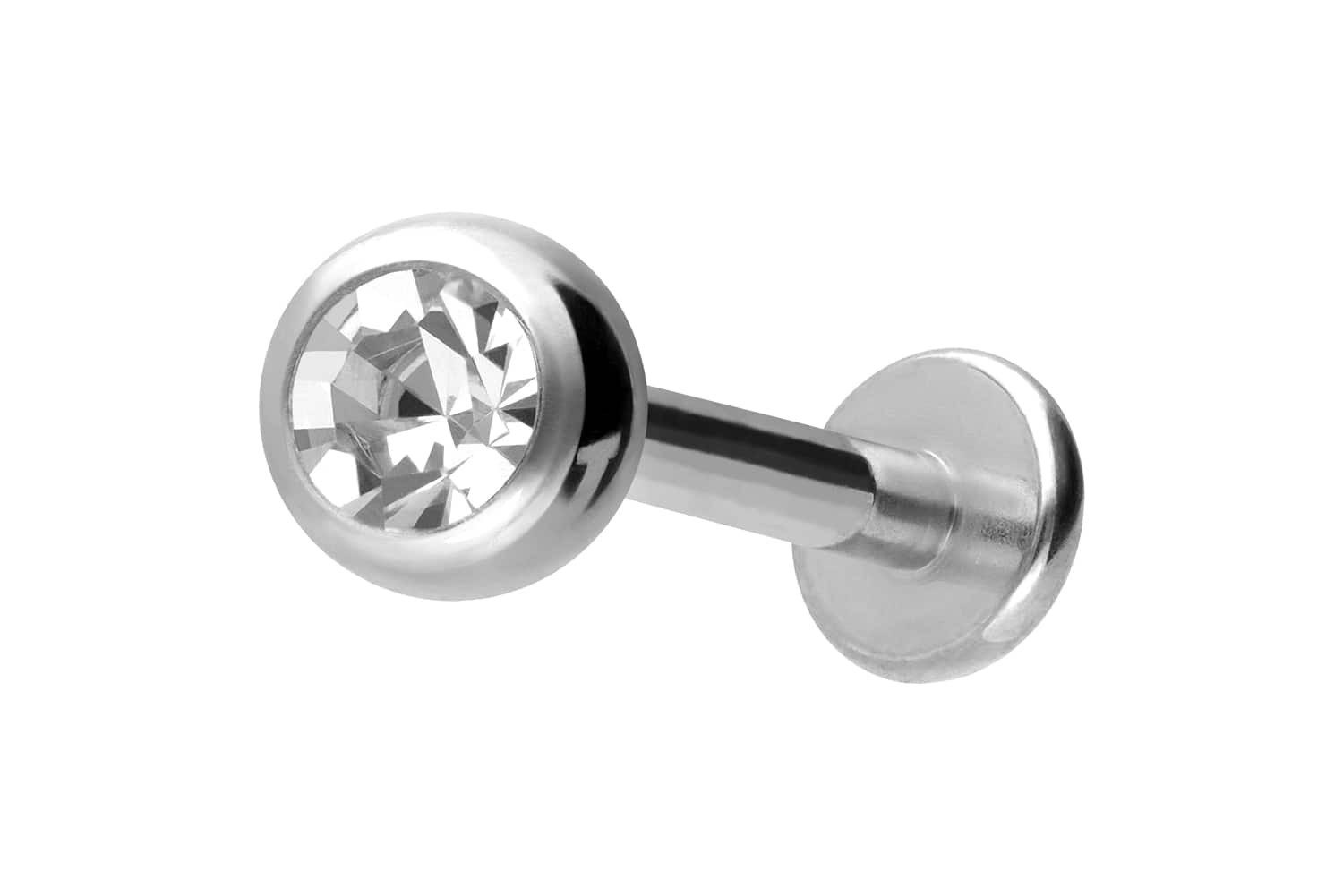 Piercing-Set Titan Labret mit Innengewinde KRISTALL