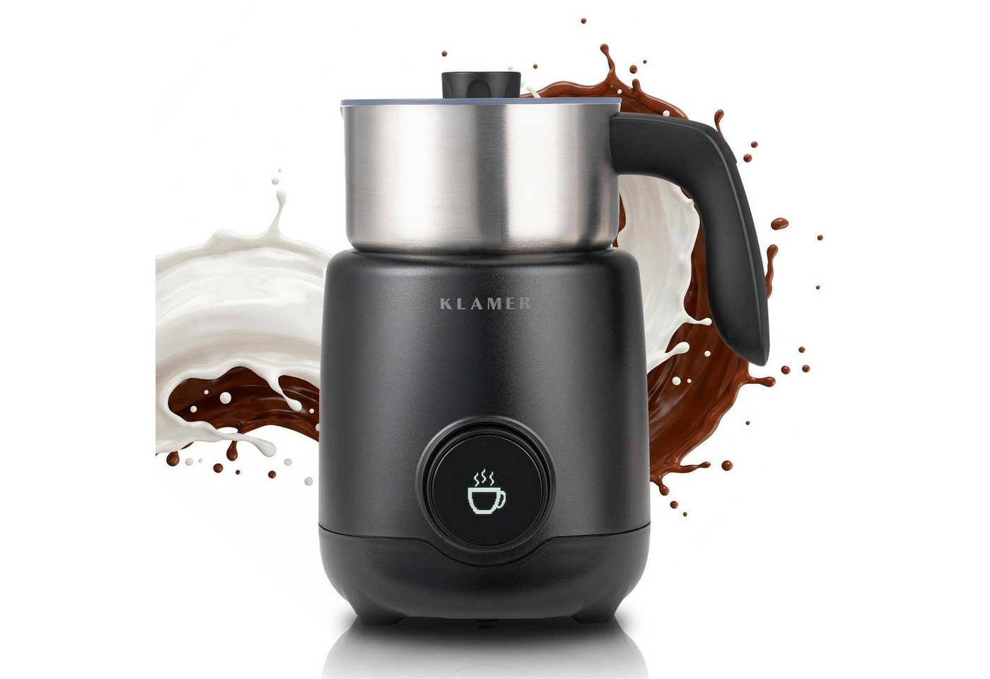 KLAMER Milchaufschäumer 400 ml, wärmt auch Babymilch auf 32 bis 42 Grad, 550 W, Abschaltautomatik, Variable Schaum-Einstellung, 400 ml Behälter