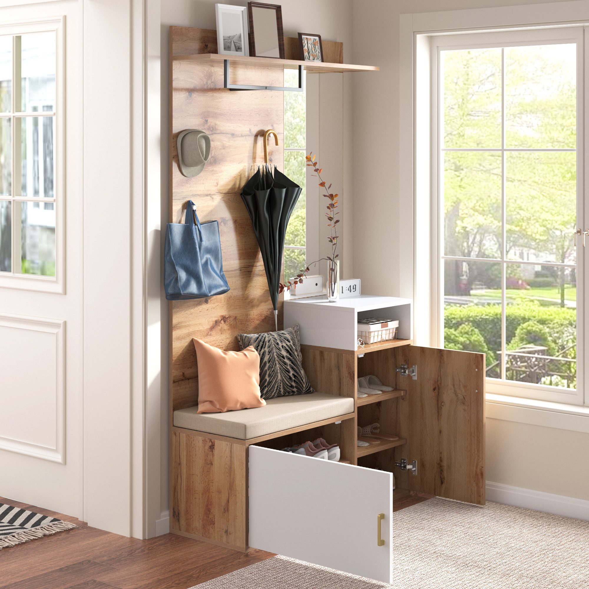 OKWISH Garderoben-Set in Holzoptik, (Schuhbank, Schuhschrank, günstig online kaufen