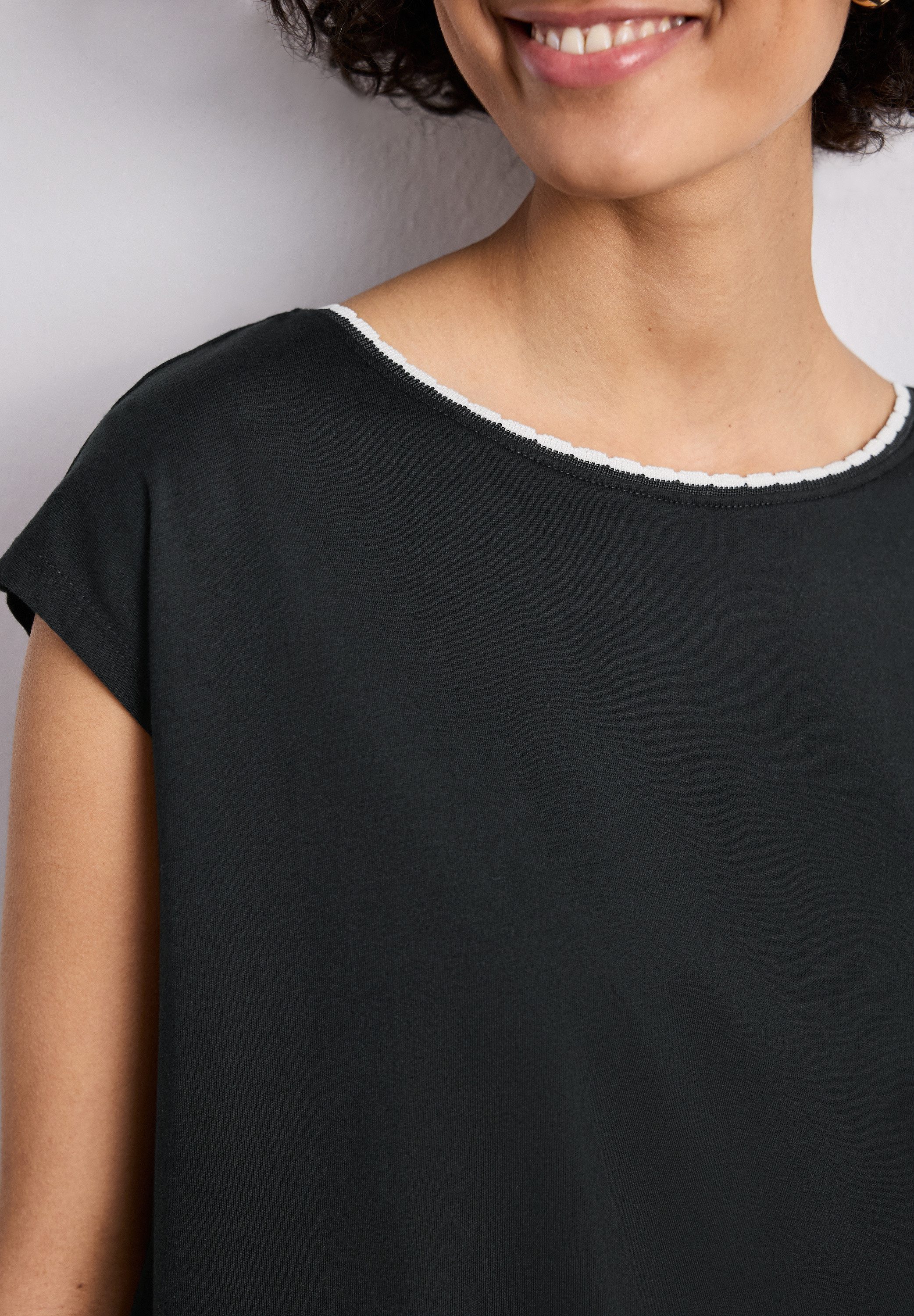 STREET ONE Shirttop Sommershirt mit Deko-Tape