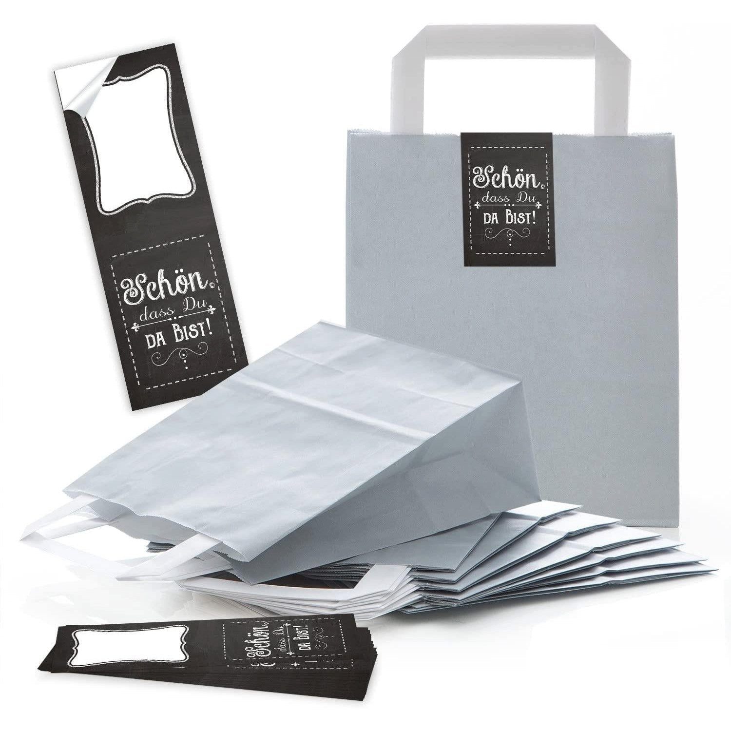 Logbuch-Verlag Geschenkbox 10 kleine graue Geschenktüte Papiertüte Geschenk-Beutel 18 x 8 x 22 cm
