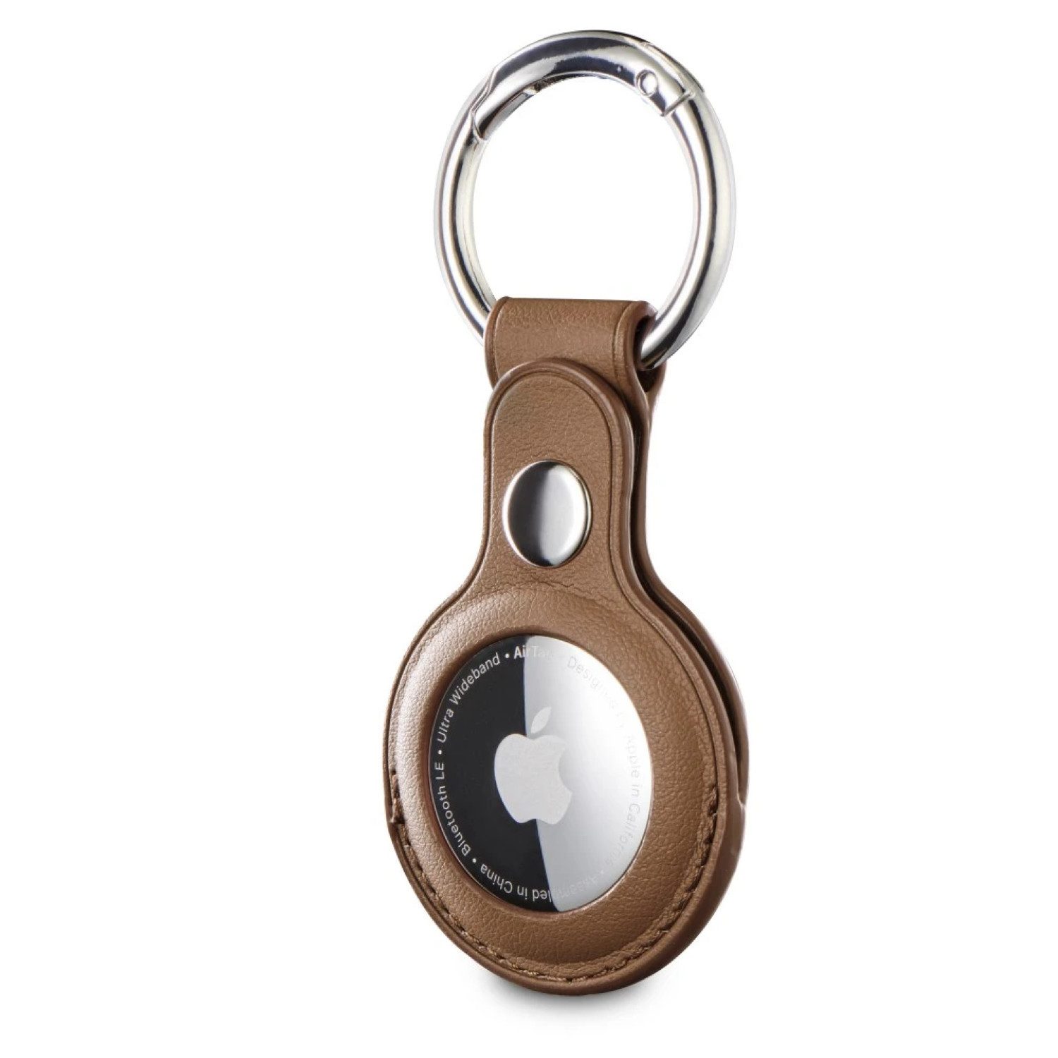 Hama Handyhülle Anhänger Case Tasche Braun für Apple AirTag, Etui Cover Schlüsselanhänger mit Karabiner Ring Keyring Schutzhülle