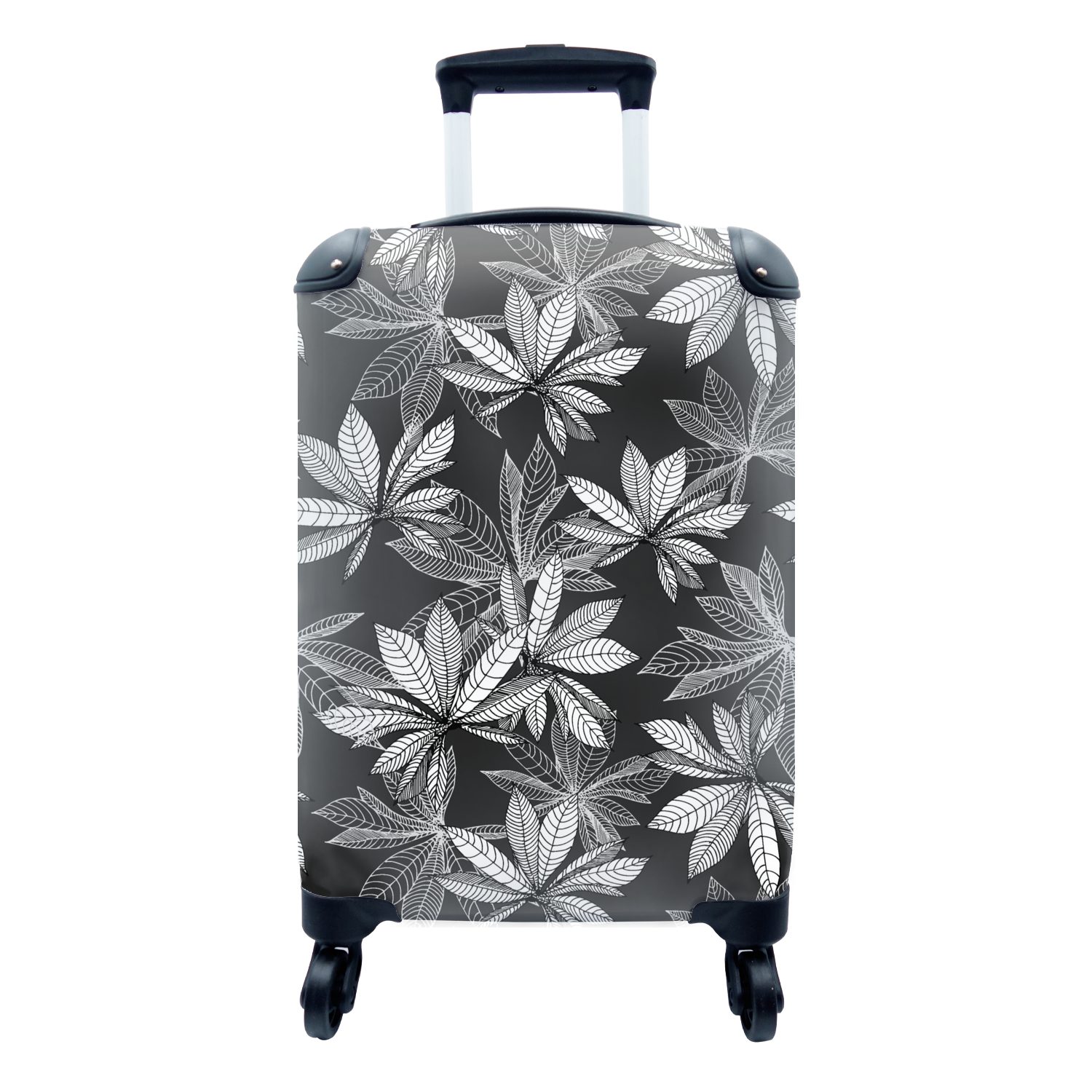 Handgepäckkoffer Weiß Muster Reisetasche rollen, Rollen, Handgepäck Trolley, - für mit 4 Natur, Ferien, - Reisekoffer Schwarz MuchoWow -