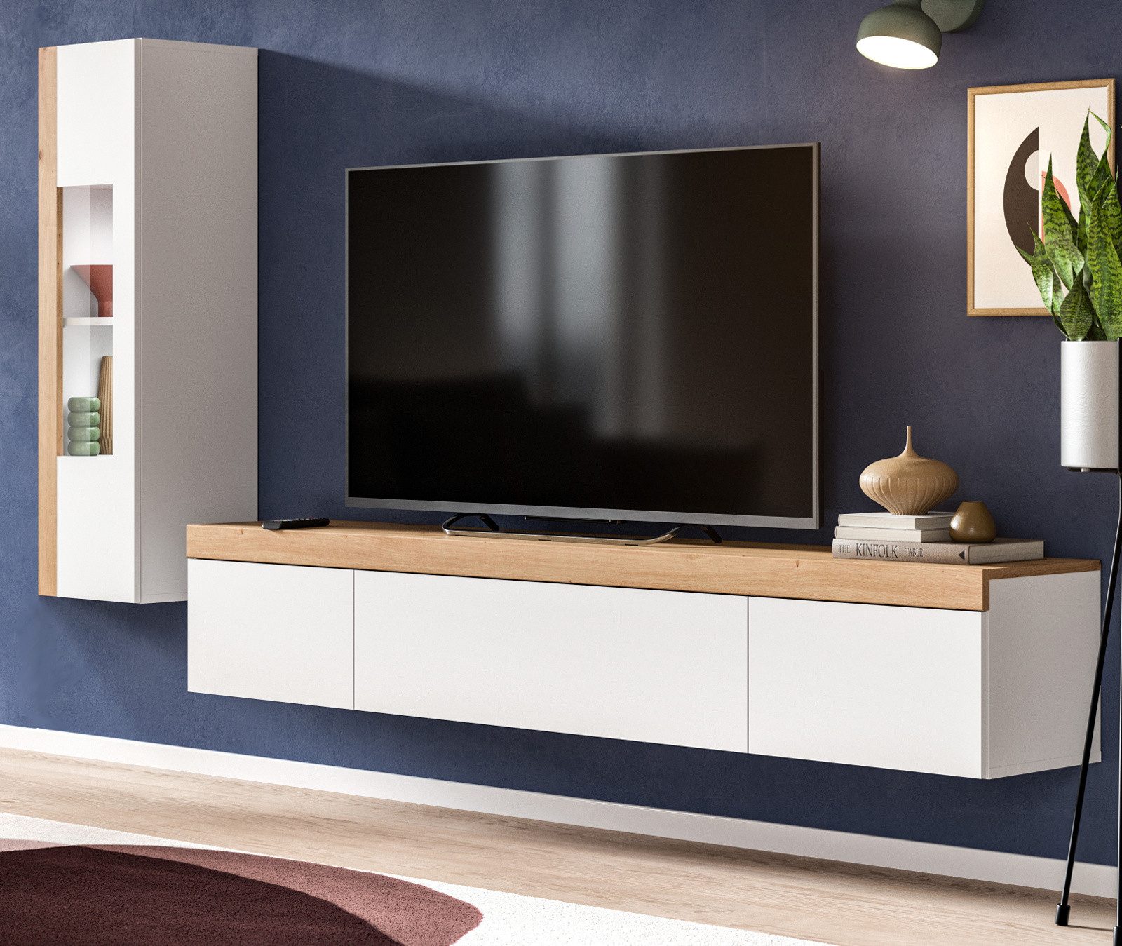 Inn.Furn Wohnwand Siena, (Set Vitrine und TV-Lowboard in weiß mit Eiche, hä günstig online kaufen