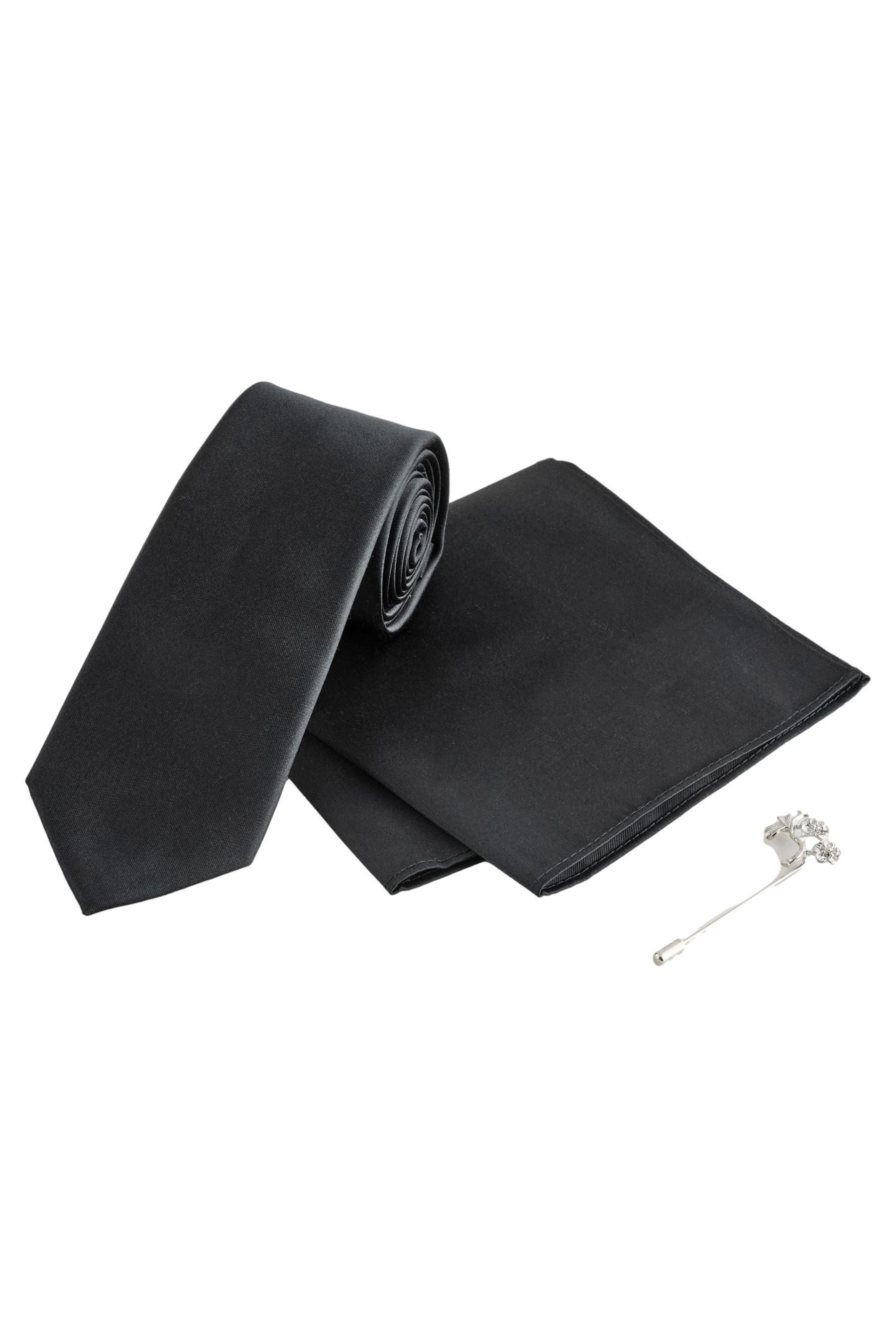 Krawatte Seidenkrawatte und Einstecktuch mit Pin