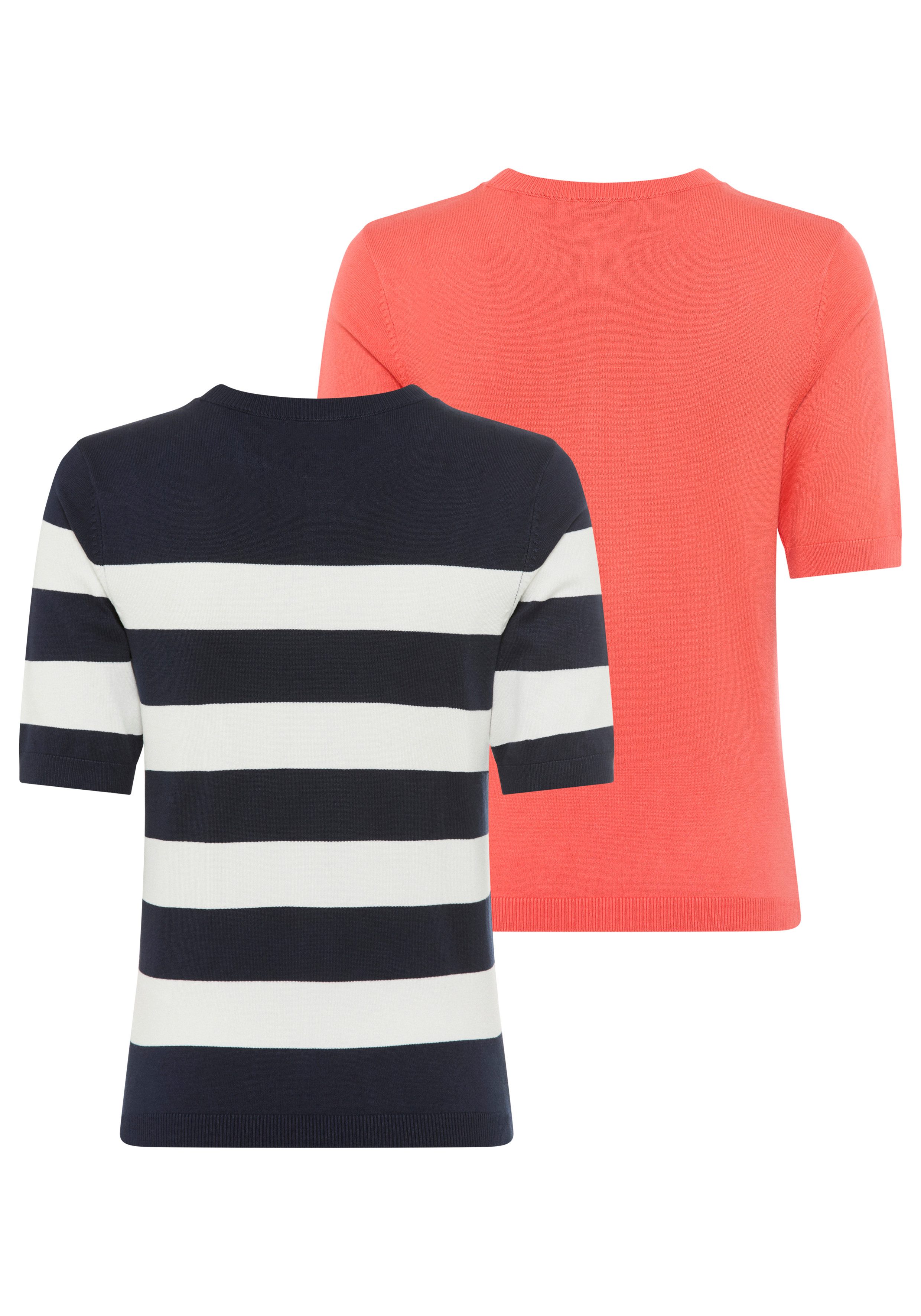 Flashlights Kurzarmpullover aus Sommerstrick in Shirt-Form aus Viskosemischung mit modernem Schnitt - 2er Set