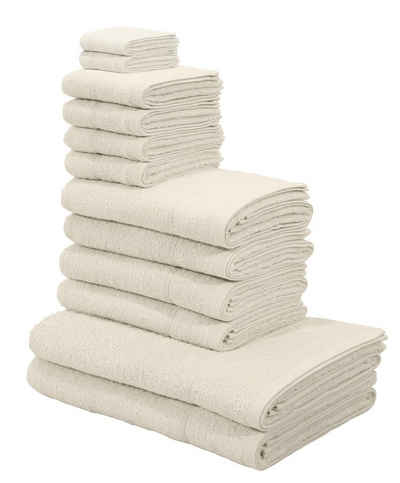 my home Handtuch Set Sanremo, Duschtücher, Handtücher, Gästetücher, Seiftücher, Frottier (Set, 12-St), Handtücher mit Bordüre, einfarbiges Handtuch-Set aus 100% Baumwolle