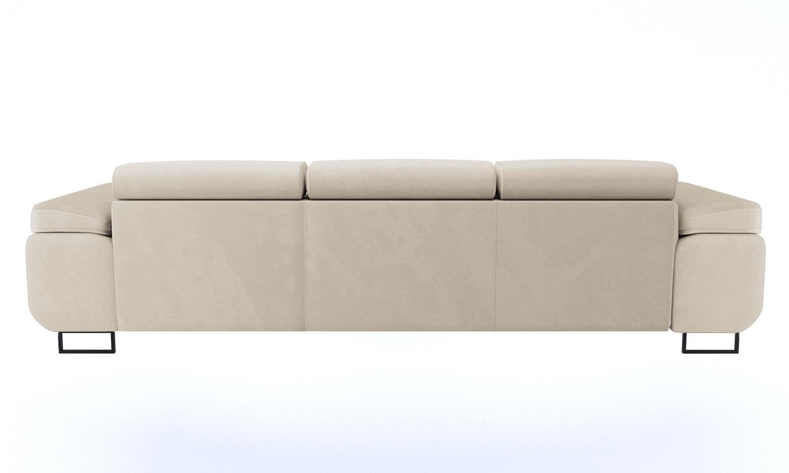 beige Schlaffunktion Schlafsofa Schlafsofa 04) modernen Beautysofa mit Kopfstütze, Couch Verstellbare Stil, Dreisitzer (monolith