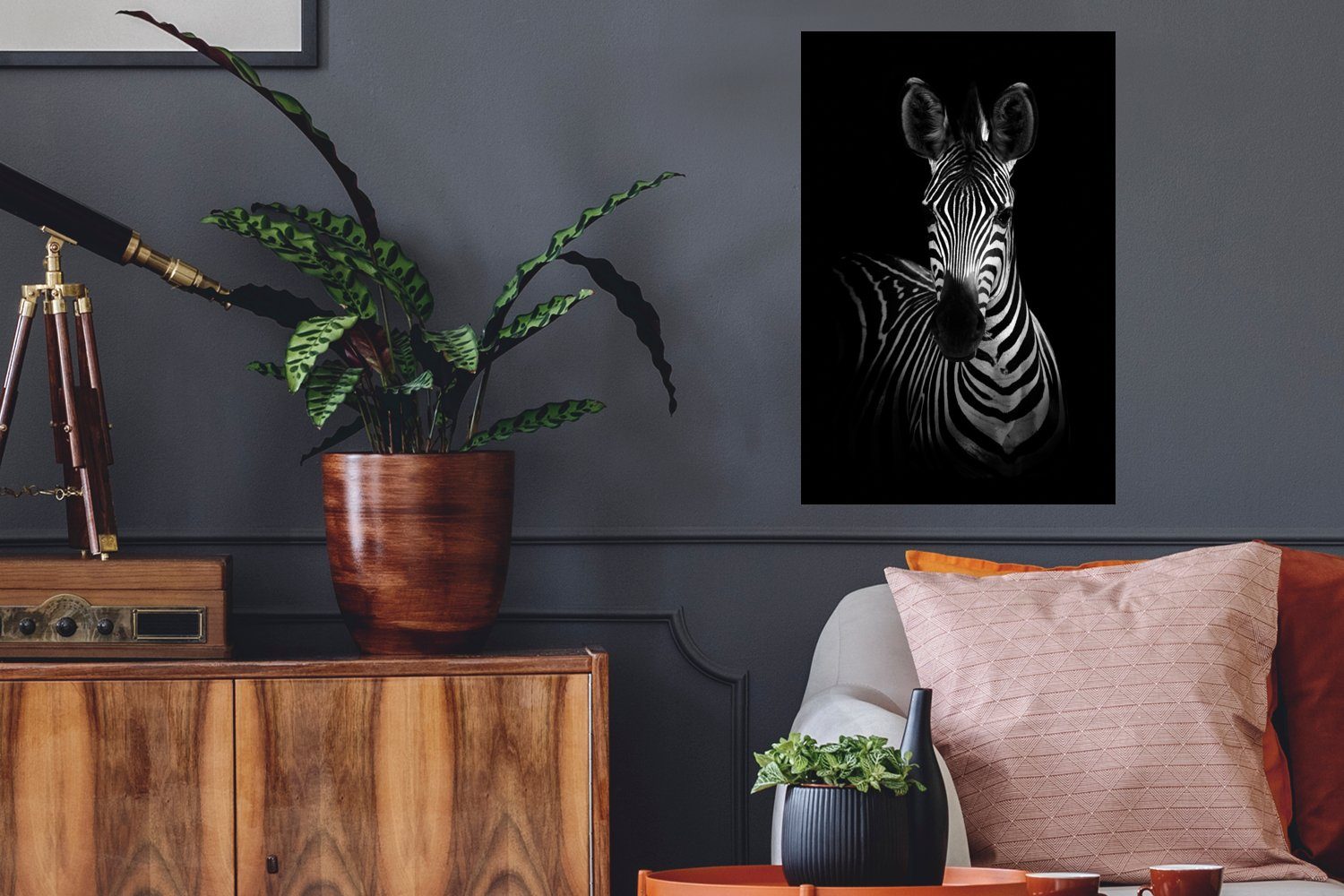 Zebra Tiere - Selbstklebend, Schlafzimmer St), Wohnzimmer, - Safari MuchoWow Schwarz - Wandsticker Wandtattoo, (1 Wandaufkleber,