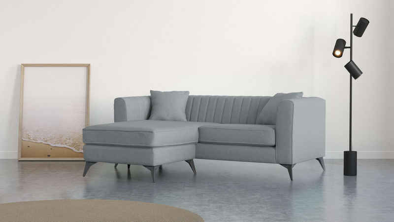 Places of Style Ecksofa MATTHEW B/T/H: 201/162/74 cm, ideal für kleine Räume, L-Form, feine Steppung im Rücken, incl. Zierkissen