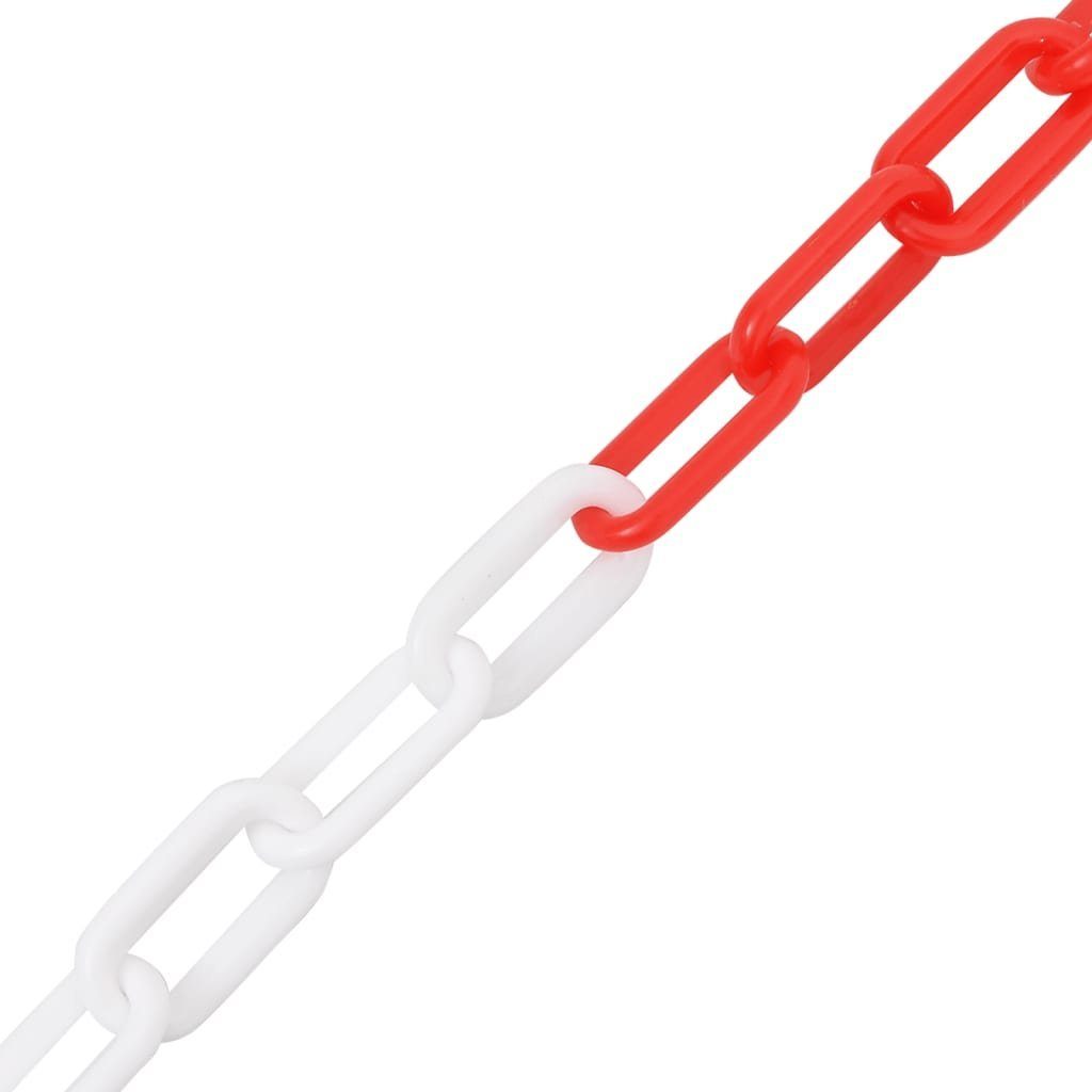 vidaXL Absperrpfosten Absperrkette Rot Weiß und 100 Ø4 m Kunststoff mm