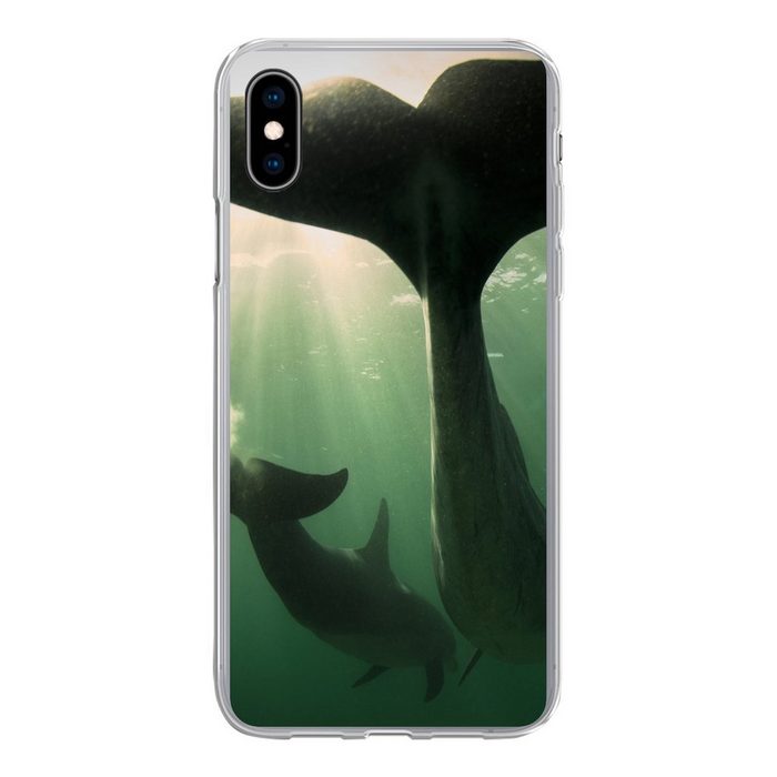 MuchoWow Handyhülle Delfin - Wasser - Blau Handyhülle Apple iPhone Xs Smartphone-Bumper Print Handy