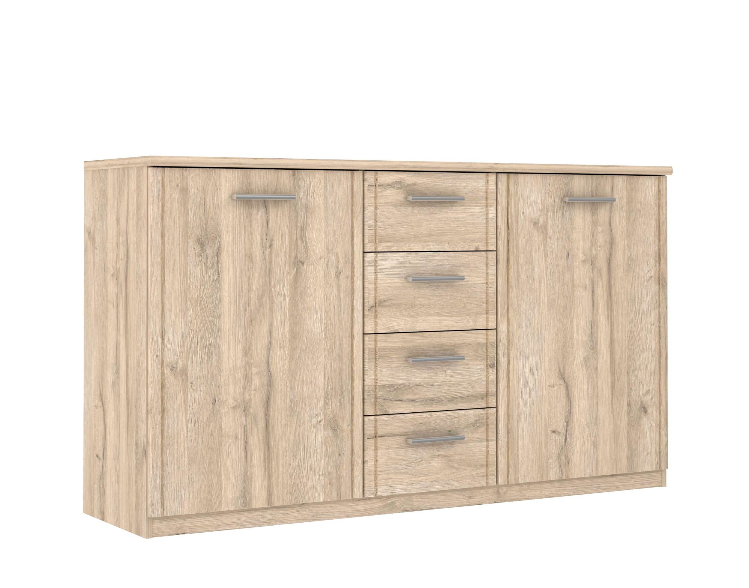 99rooms Kommode Goria (Sideboard, Schubladenkommode), 2-türig, mit 4 Schubladen, stehend, aus Holzwerkstoff