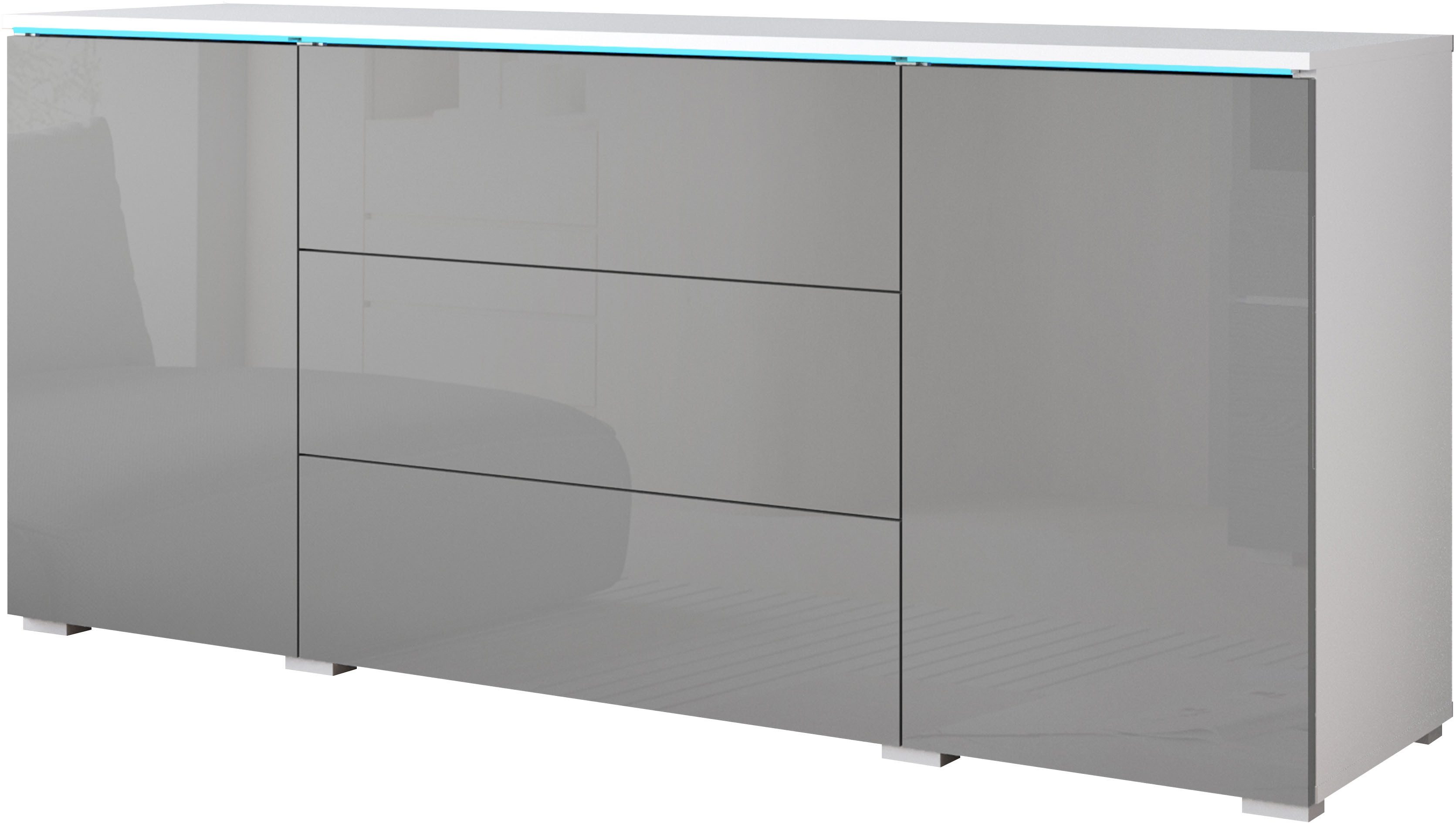 Home affaire Sideboard VERA, grifflos, verstellbare Einlegeböden, Wahlweise mit oder ohne Beleuchtung