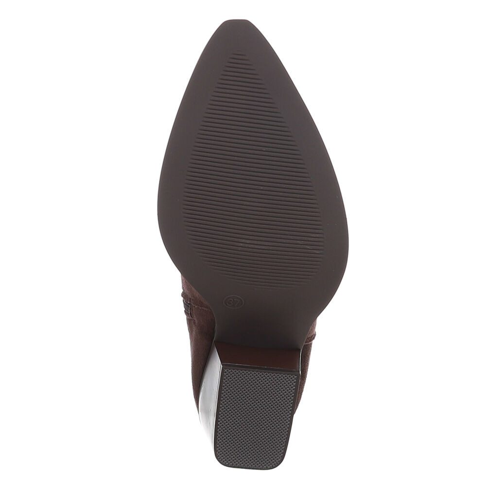 Ital-Design Damen Cowboystiefel Kniehoch Wildleder-Optik Blockabsatz Westernstiefel (92157742) Blockabsatz Stiefel in Braun