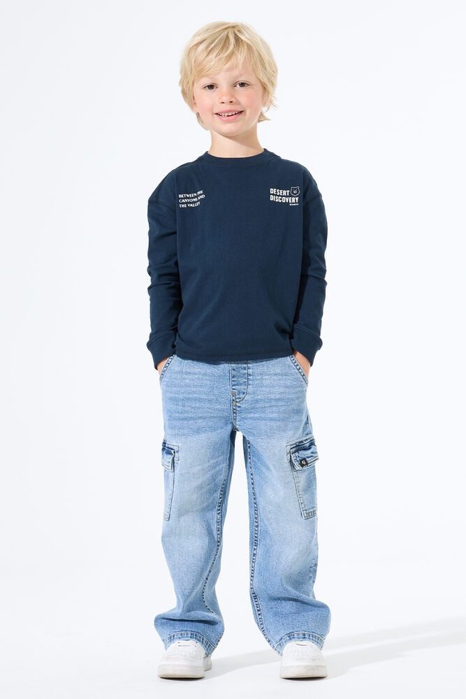 Garcia Langarmshirt Dunkelblaues Langarmshirt -lässiger Look mit modernem Textprint