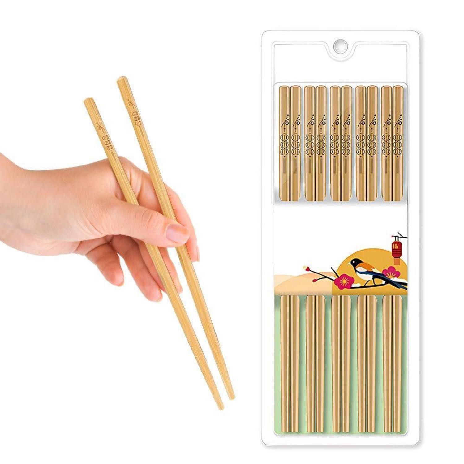 LuxusKollektion Essstäbchen Bambus Essstäbchen 10 Paar 24cm natur unlackiert