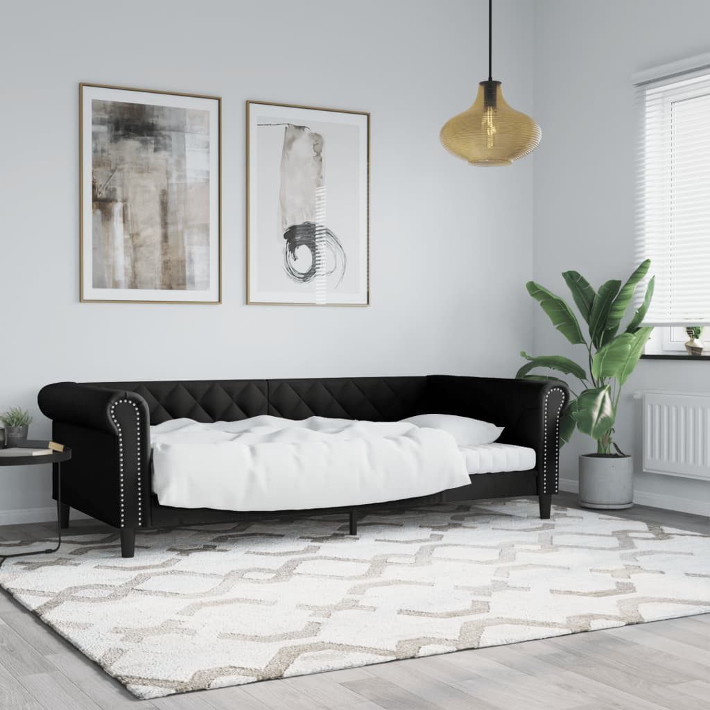 vidaXL Daybed, Tagesbett Schwarz 90x190 cm Kunstleder