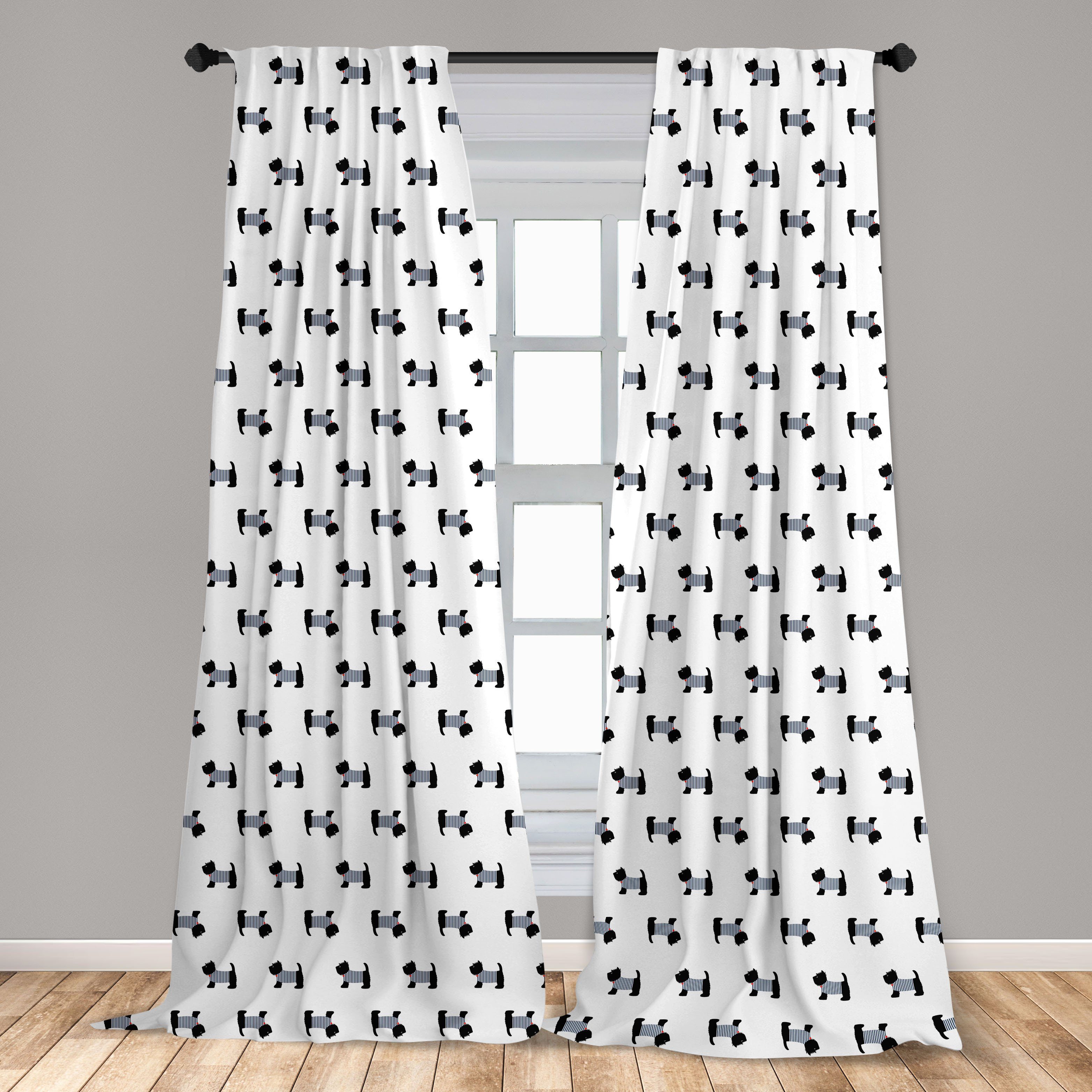 Gardine Vorhang für Wohnzimmer mit Schlafzimmer Scottie Dekor, Dog Breed Seemann-Hemd Microfaser, Abakuhaus