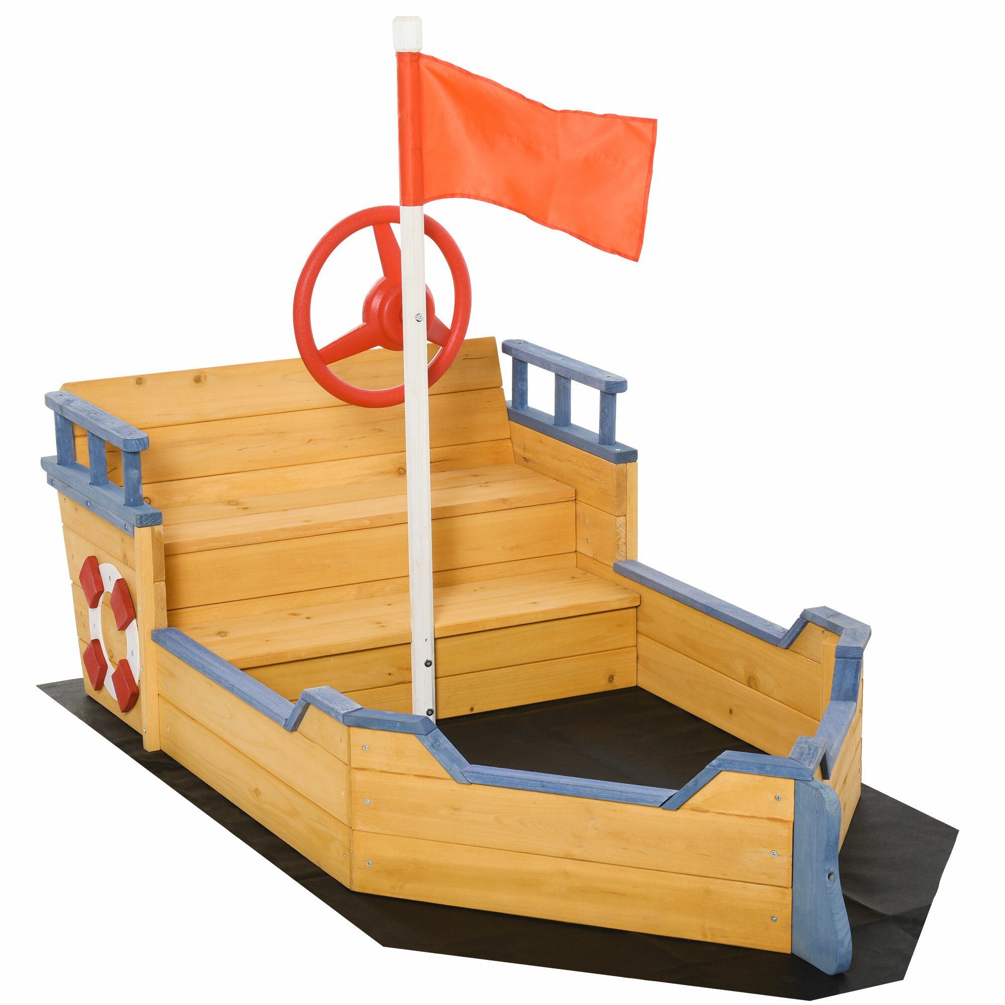Outsunny Sandkasten »Holzspielboot für Kinder mit Sandkasten« online kaufen  | OTTO
