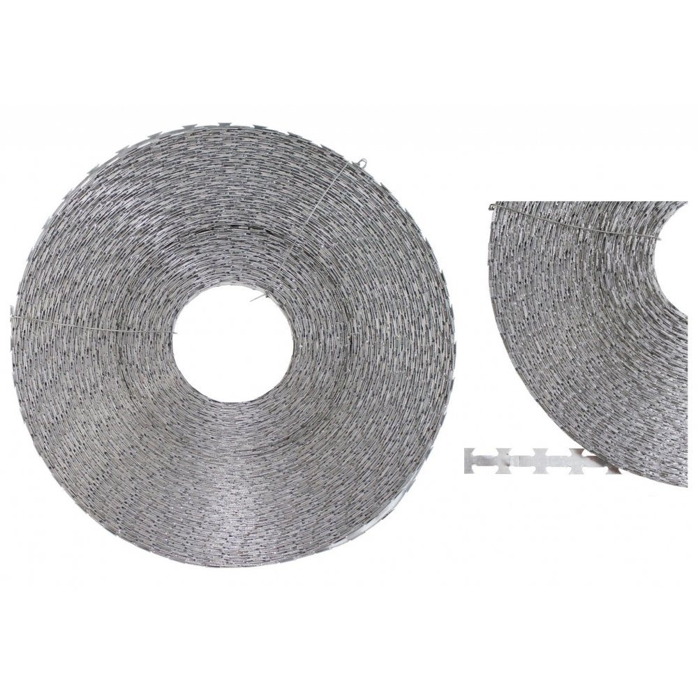 MFH Stacheldraht Band-Stacheldraht, Metall verzinkt, 120 m, Durchm. 30 cm