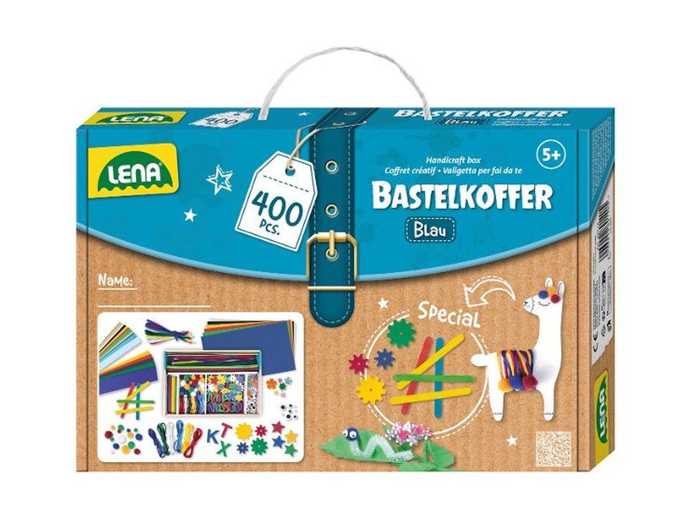 SIMM Spielwaren Kreativset Bastelkoffer mit 400 Teilen in Blau