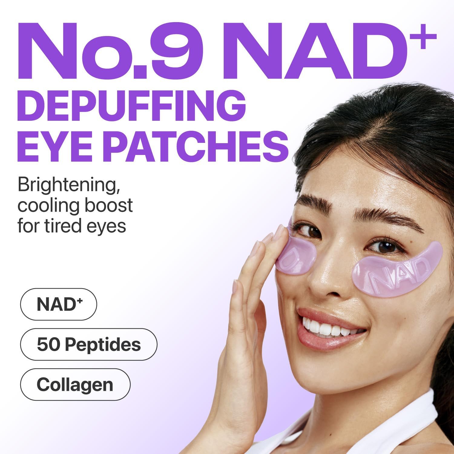 numbuzin Augenpads No.9 NAD+ Collagen Under Eye Patches – Hydrogel Augenpads mit 300 Da, Fischkollagen, Koffein, Niacinamid & 50 Peptiden – kühlend, feuchtigkeitsspendend, gegen dunkle Augenringe & feine Linien – 5 Paar