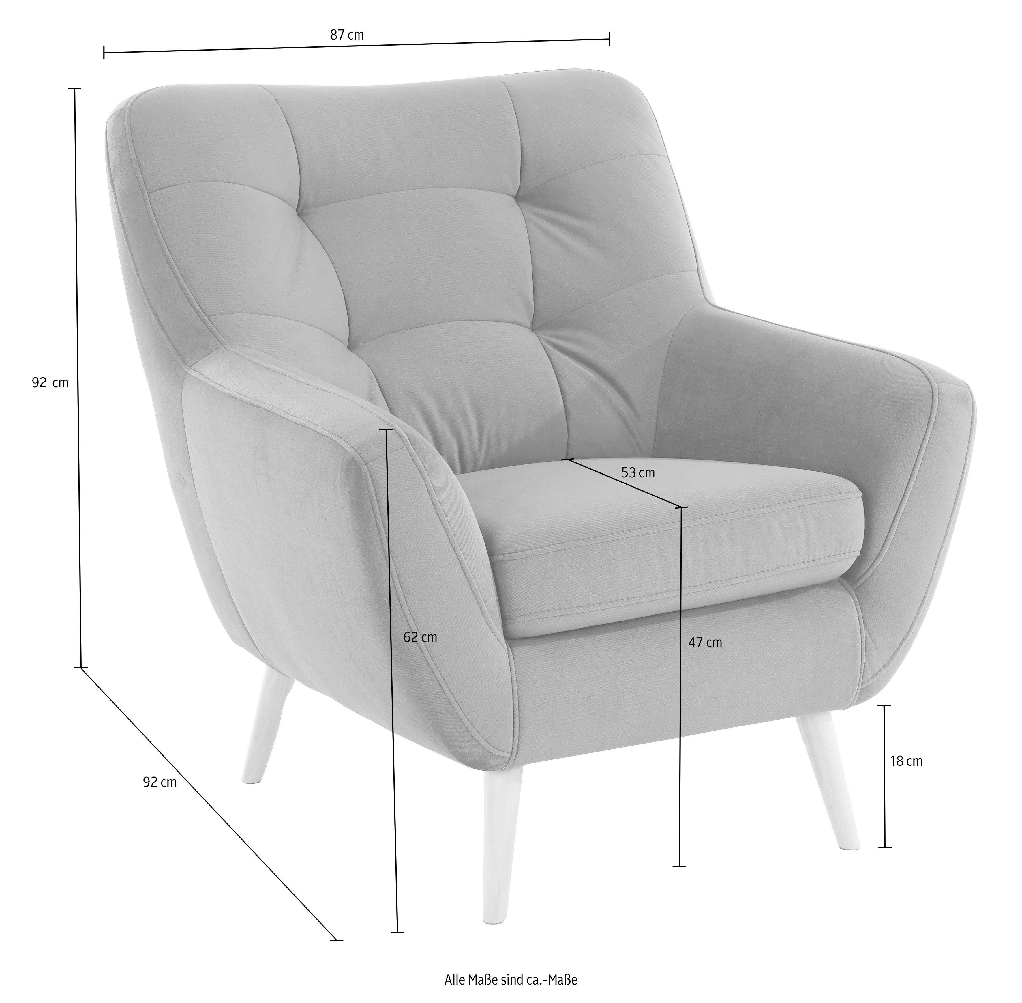 exxpo - sofa fashion Sessel Scandi, Loungesessel mit tollem Sitzkomfort, hochwertige Polsterung, bequem, hohe Holzfüße