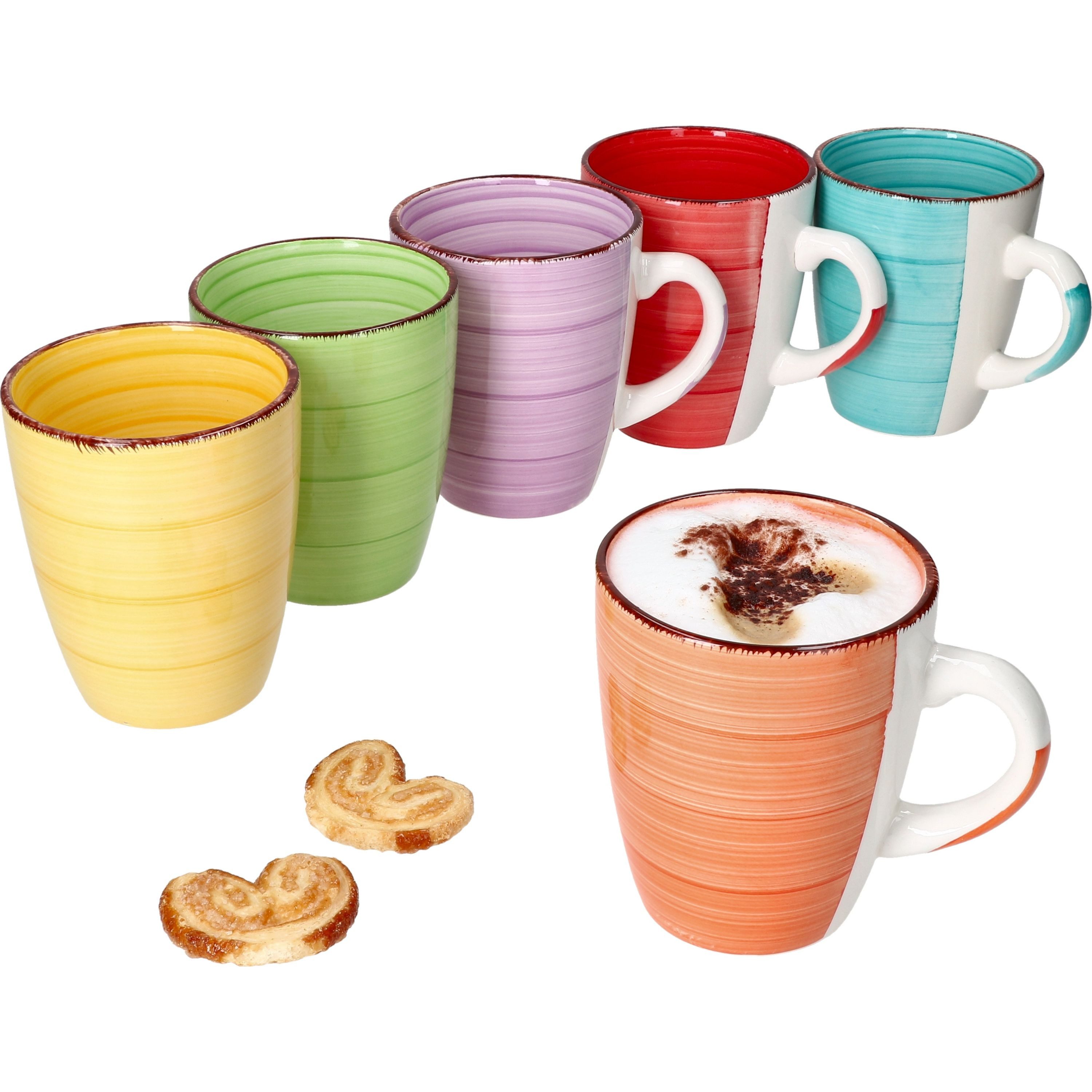 Becher 6er Set Kaffeebecher Uni Bunt