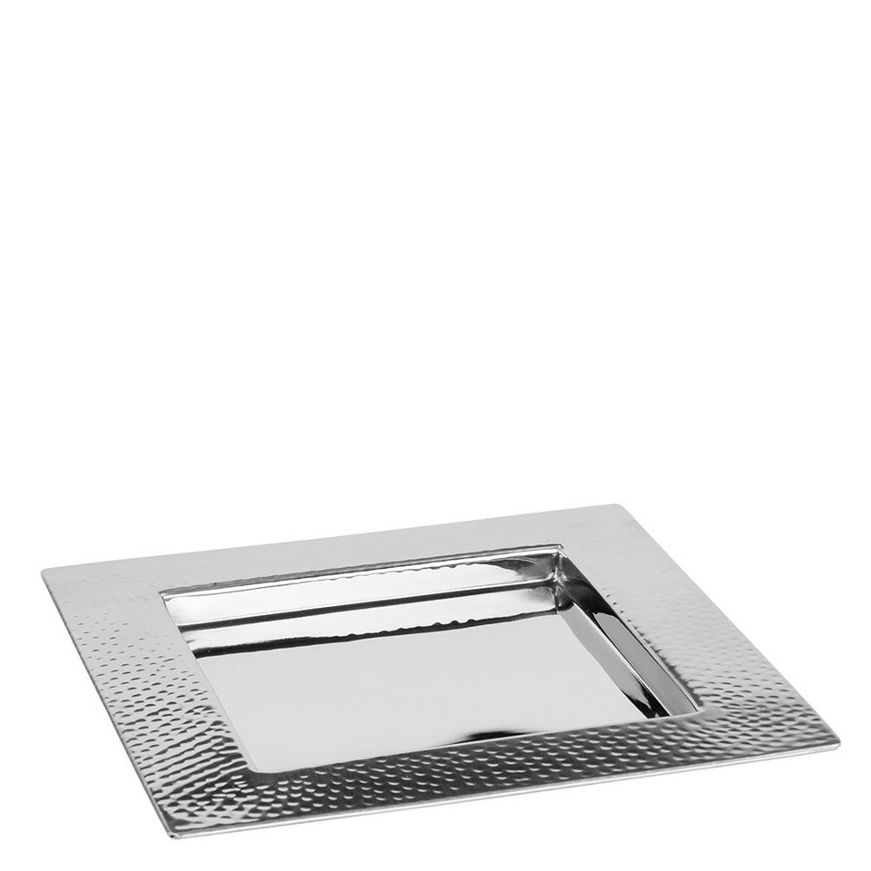 Fink Dekotablett Tablett LAZIO - silberfarben - Edelstahl - H.2cm x B.24cm  x , outdoorgeeignet, Maße: H.2cm x B.24cm x
