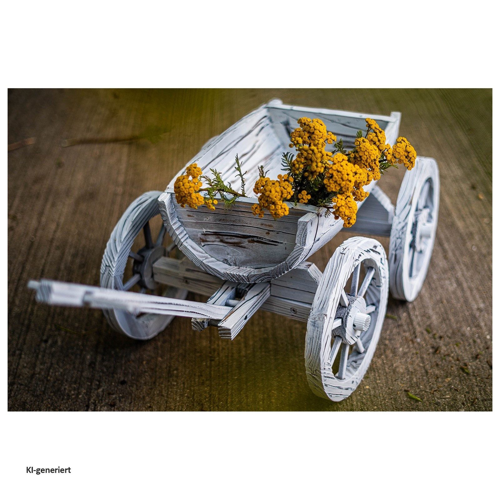 HTI-Living Gartenfigur Holzhandwagen Weiß Rustikal Sommerset, (Stück, 1 St., 1 Handwagen ohne Dekoration), Dekohandwagen Pflanzwagen