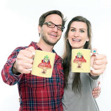 Mr. & Mrs. Panda Kinderbecher Marienkäfer Fliegenpilz - Gelb Pastell - Geschenk, Plastik Tasse, Gut, Kunststoff, Förderung der Selbstständigkeit
