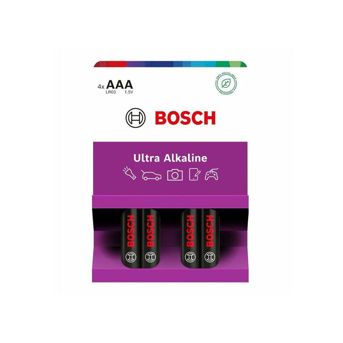 BOSCH Bosch Batterie AAA Ultra Alkaline 4 Stück LR03UA4B/00 Verlängerungskabel