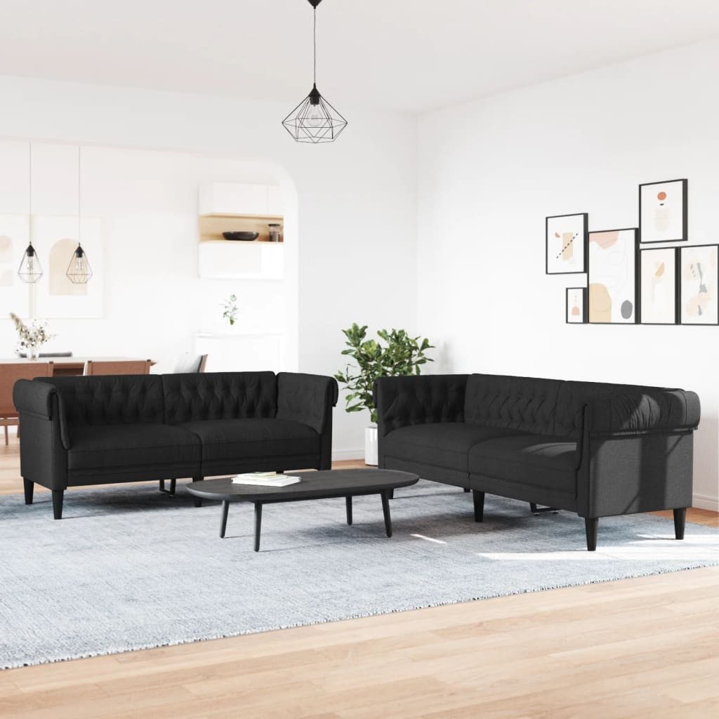vidaXL Sofa 2-tlg. Sofagarnitur Schwarz Stoff günstig online kaufen