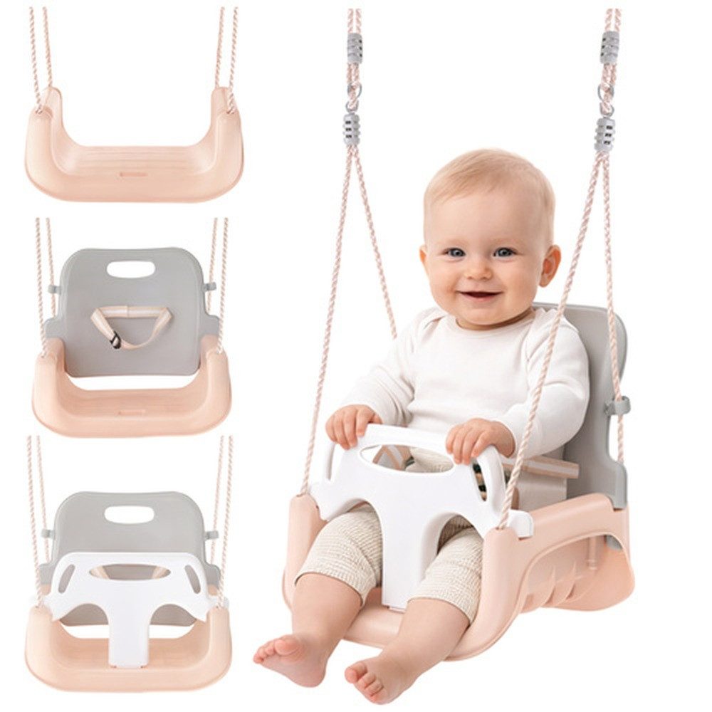 KRUZZEL Babyschaukelsitz Kinderschaukel 3-in-1 Gartenschaukel (Spar-Set, 1-tlg), Rückenlehne, Sicherheitsbügel und Gurt sorgen für stabilen Halt