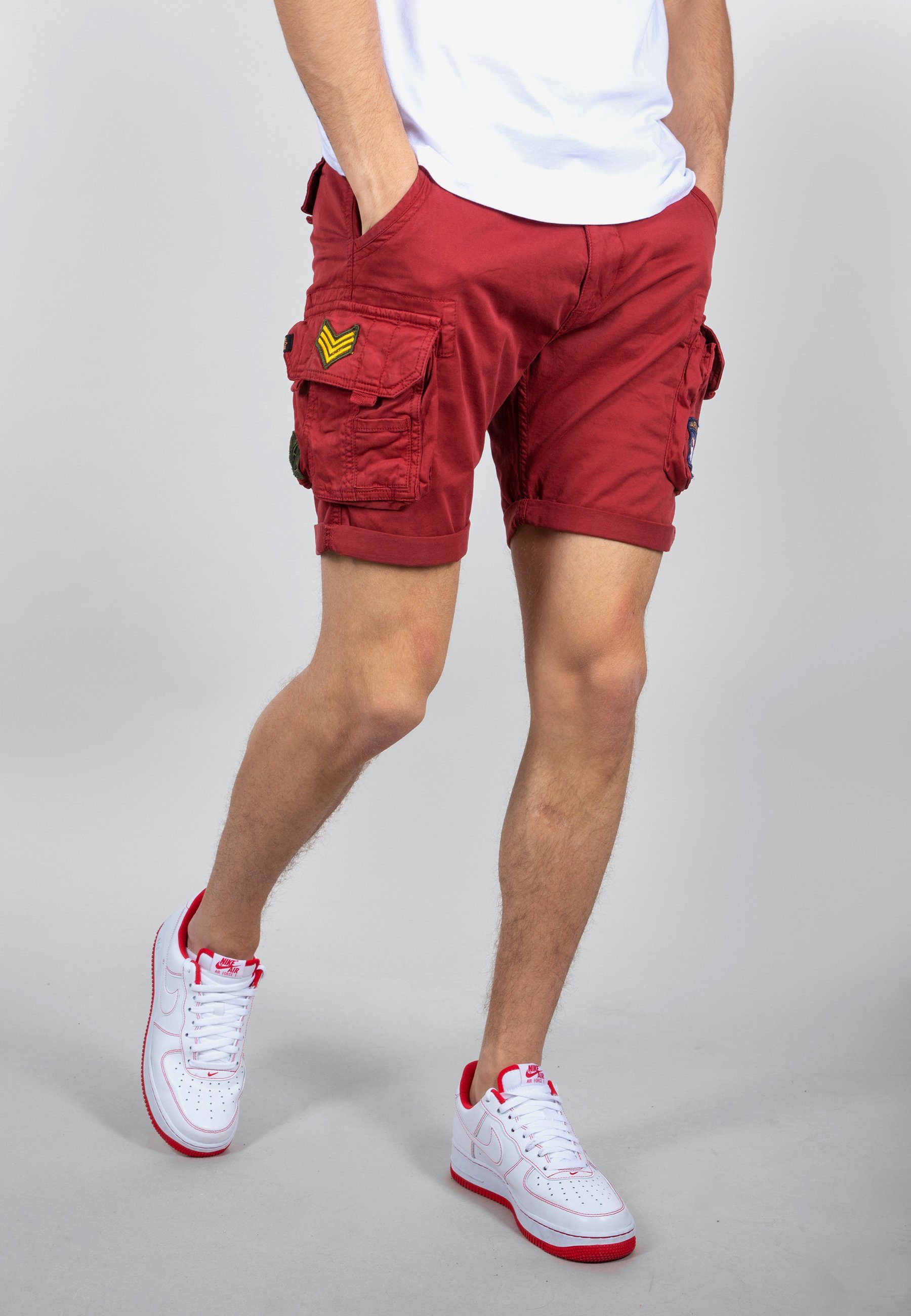 Crew Industries Alpha Short Shorts Patch - rot Men Alpha Industries Shorts