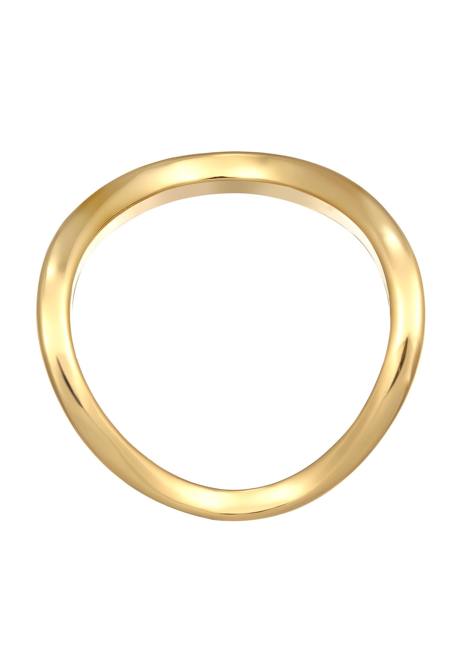 Elli Fingerring Bandring Stapelring Welle Goldfarben für Damen
