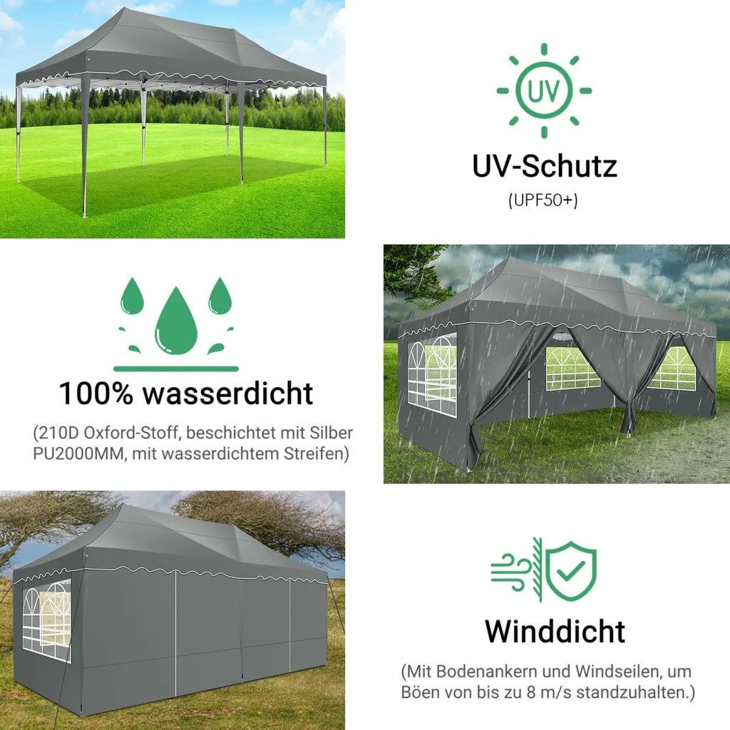 LUCKZON Pavillon Gartenzelt, Wasserdicht UV-Schutz 50+ günstig online kaufen
