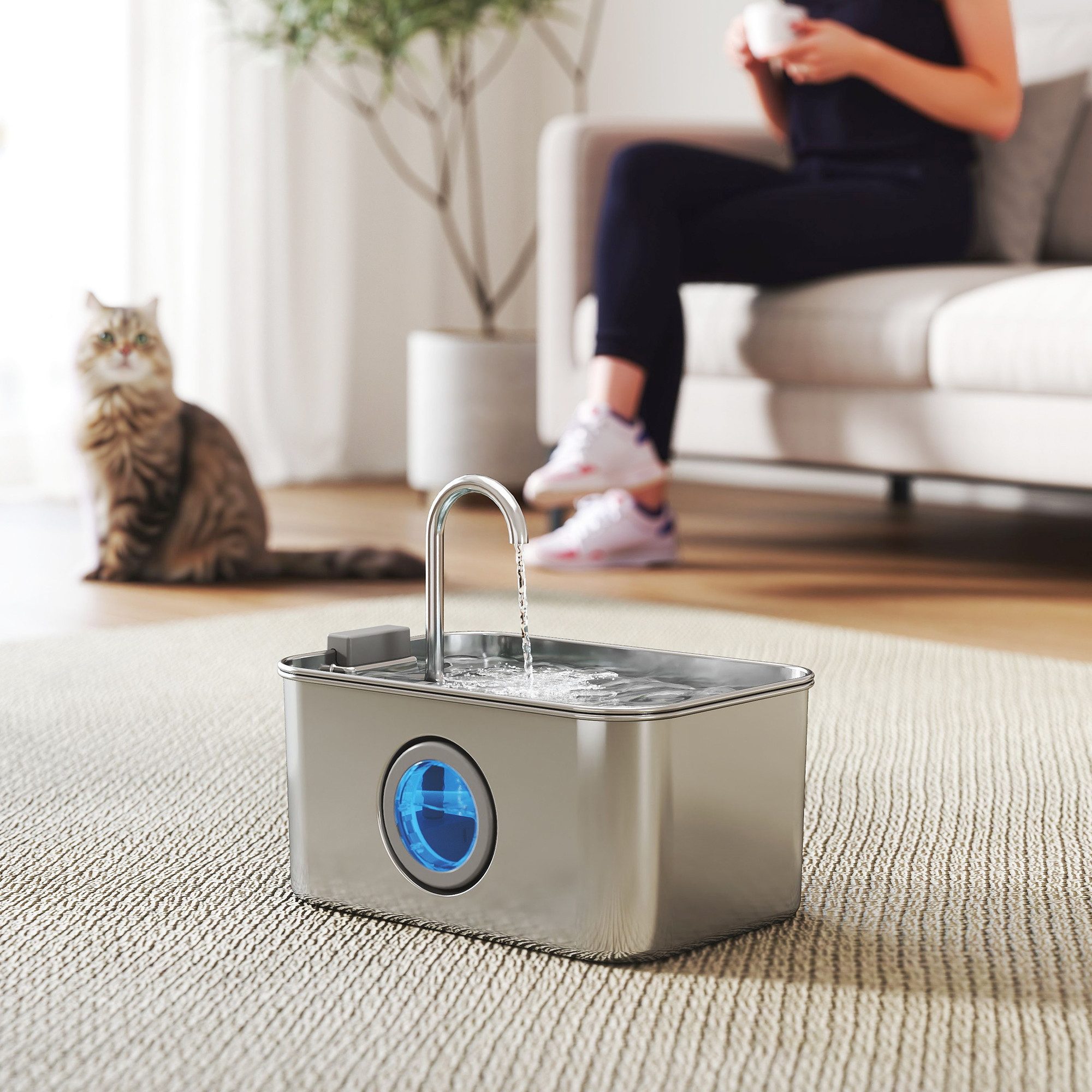PawHut Trinkbrunnen Katzenbrunnen Edelstahl mit leise Pumpe Katzentrinkbrunnen 3,2 l, Leicht zu Reinigen, für Katzen Hunde
