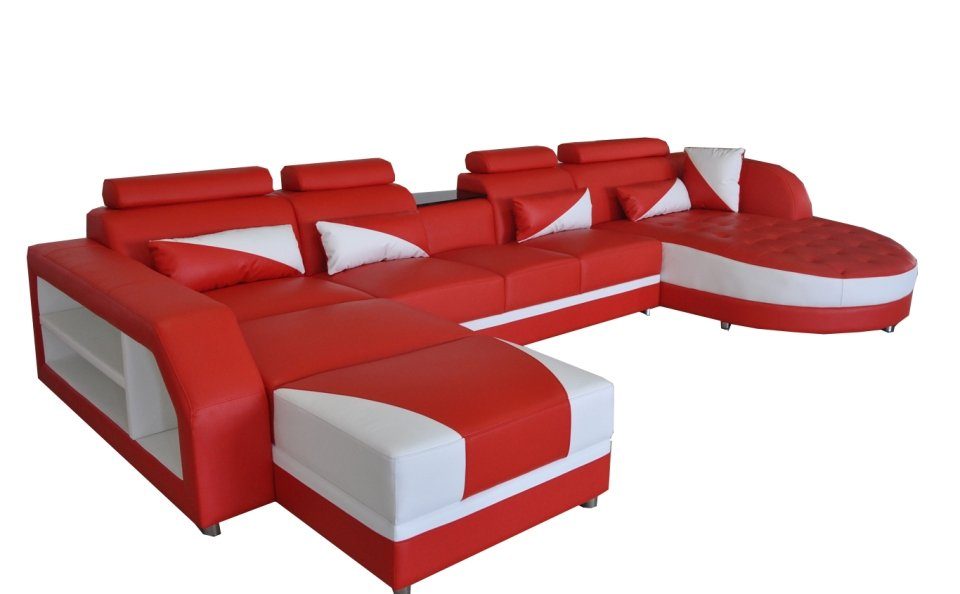 U Moderne Leder Sitz Sofa Form Couch Eck Ecksofa, Wohnlandschaft Polster Ecke JVmoebel