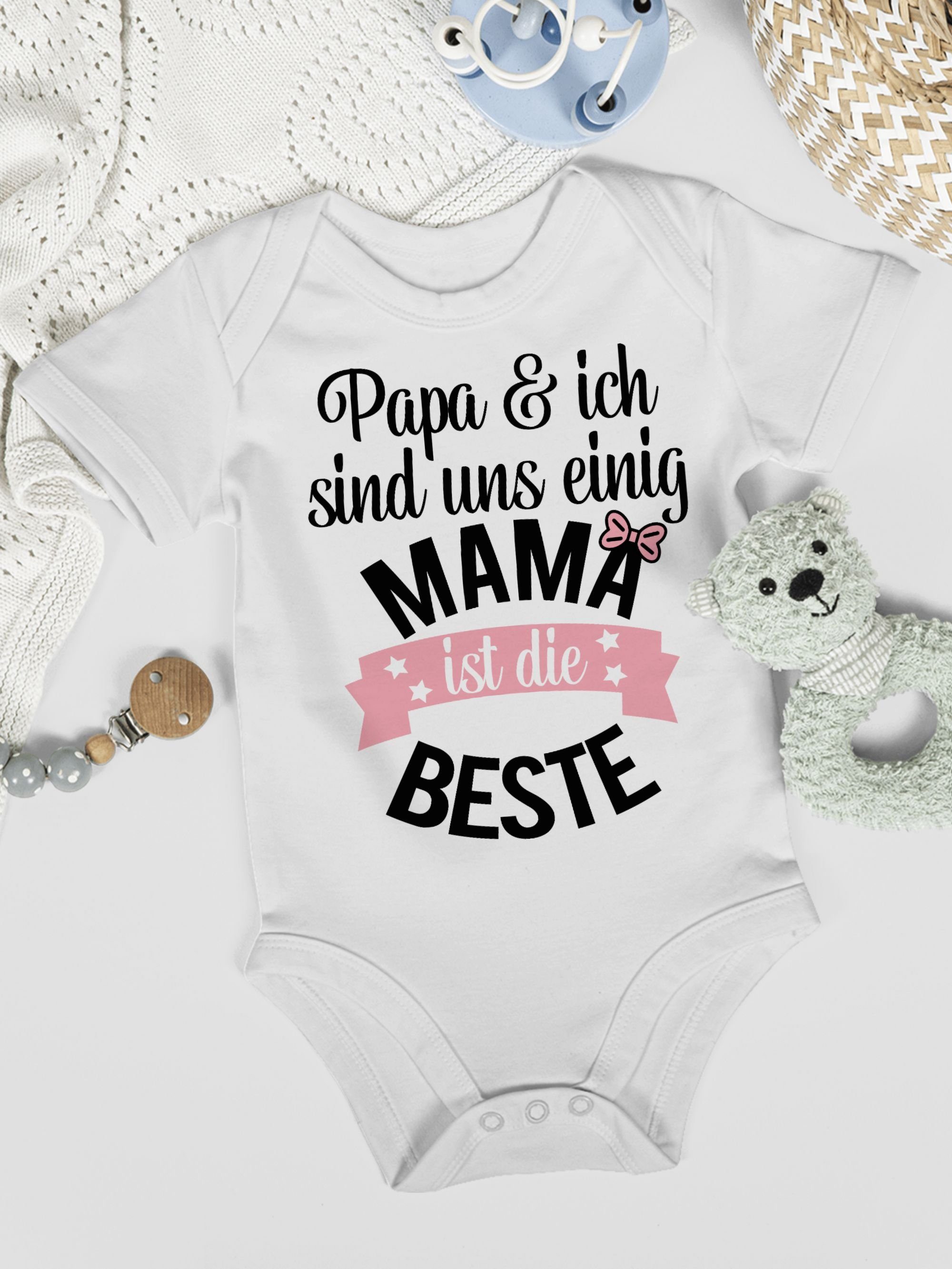 Shirtbody Weiß die 1 Beste Muttertagsgeschenk Shirtracer Mama (1-tlg) ist